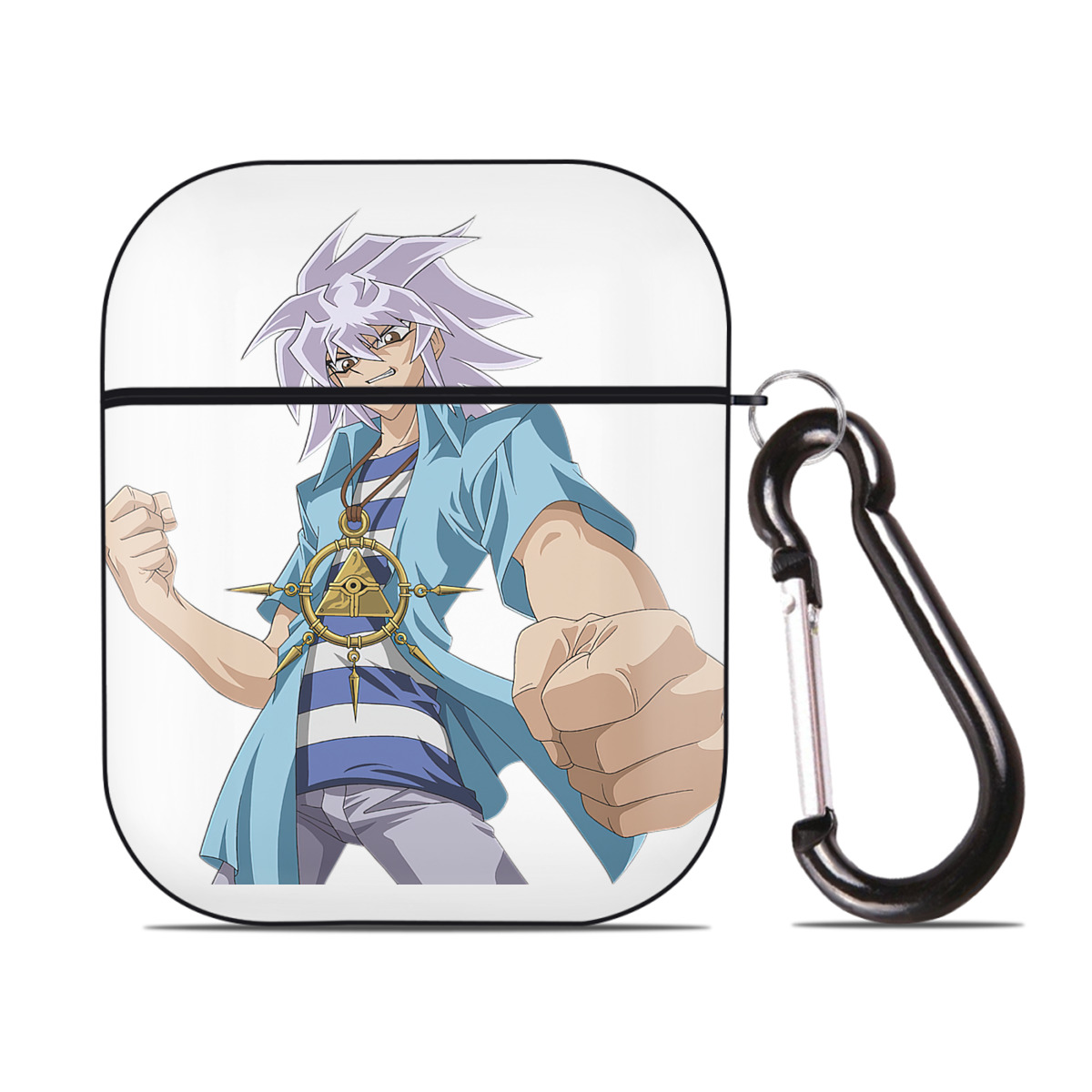 （画像用） 遊☆戯☆王 Yu-Gi-Oh! AirPods 第2世代保護ケース ハードシェル ブラック 耐衝撃・防指紋・カラビナ付き