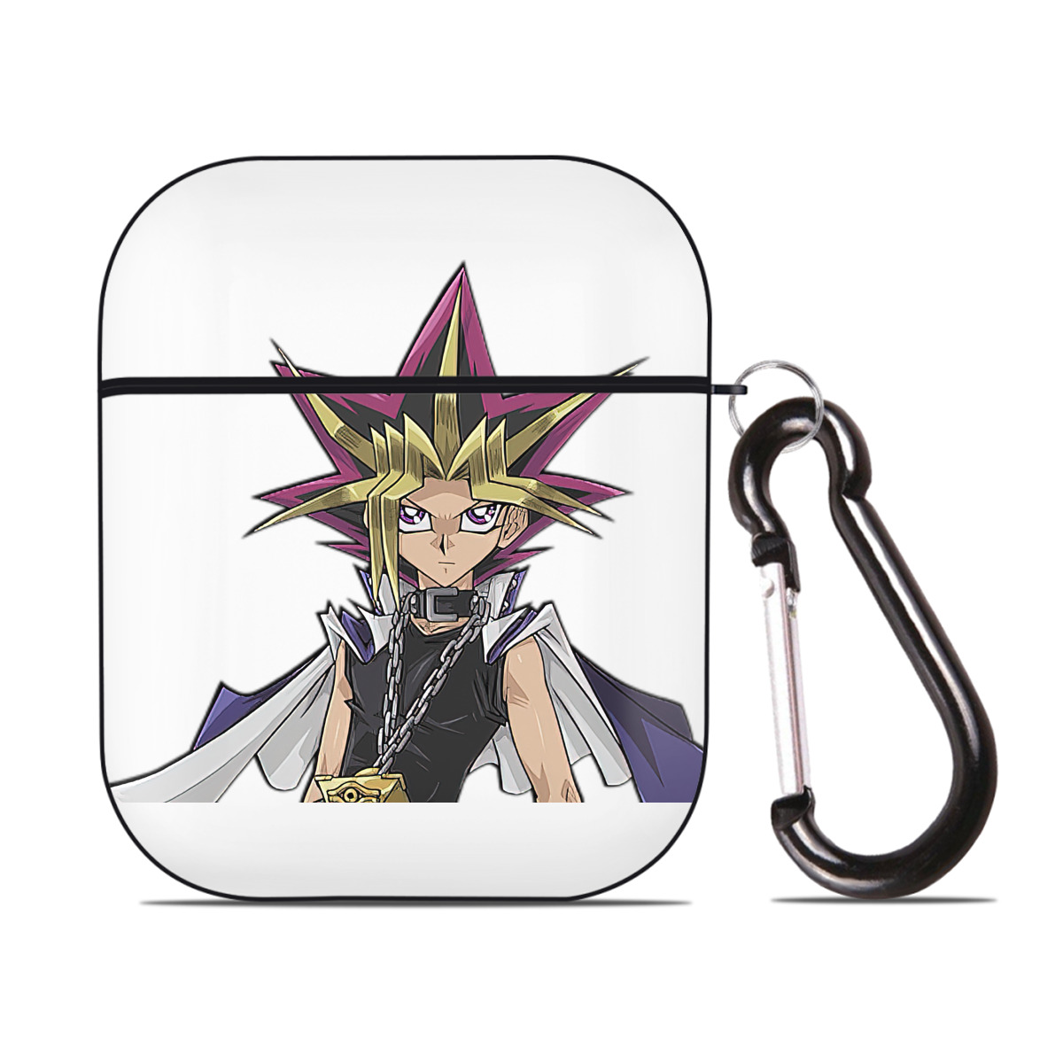 （画像用） 遊☆戯☆王 Yu-Gi-Oh! AirPods 第2世代保護ケース ハードシェル ブラック 耐衝撃・防指紋・カラビナ付き