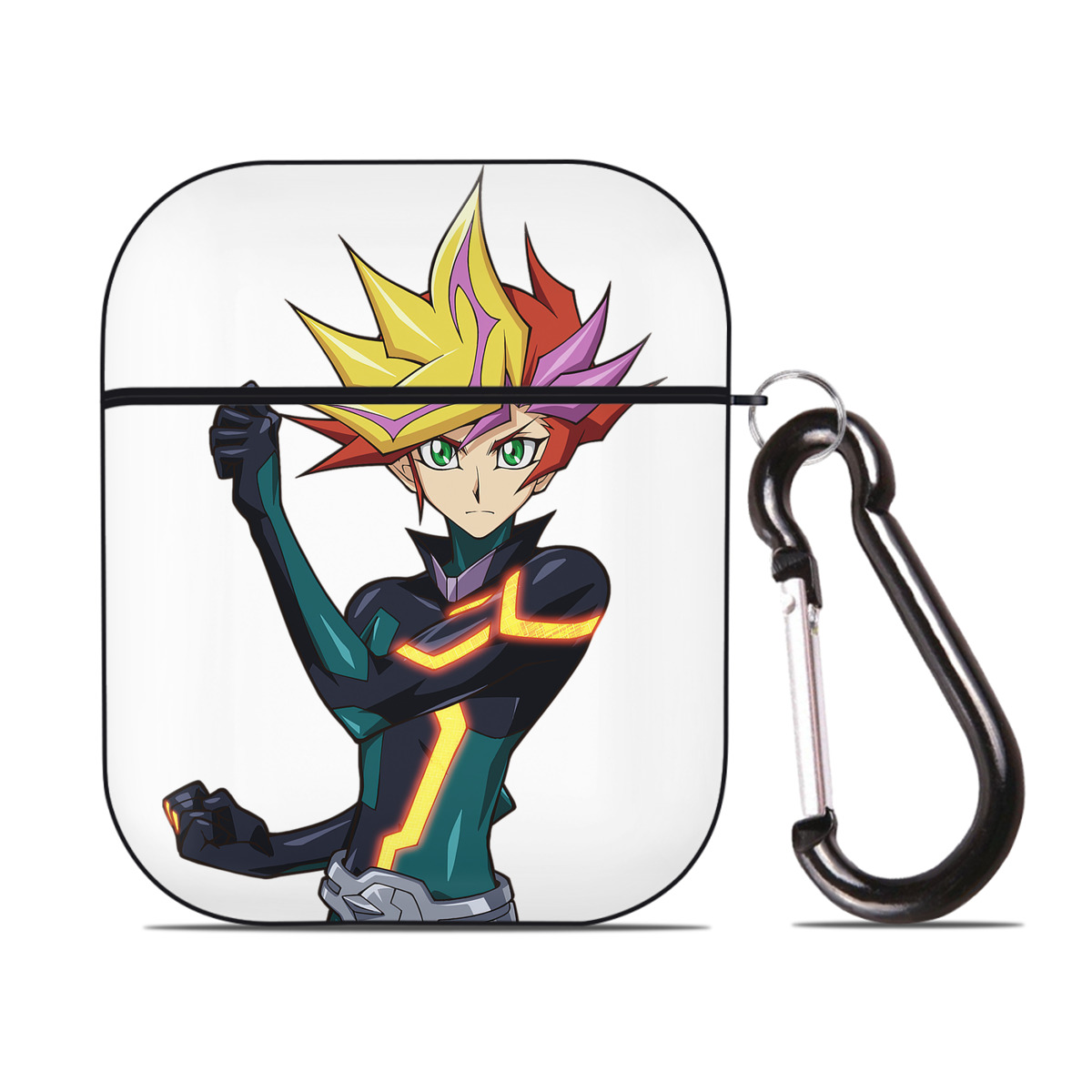 （画像用） 遊☆戯☆王 Yu-Gi-Oh! AirPods 第2世代保護ケース ハードシェル ブラック 耐衝撃・防指紋・カラビナ付き