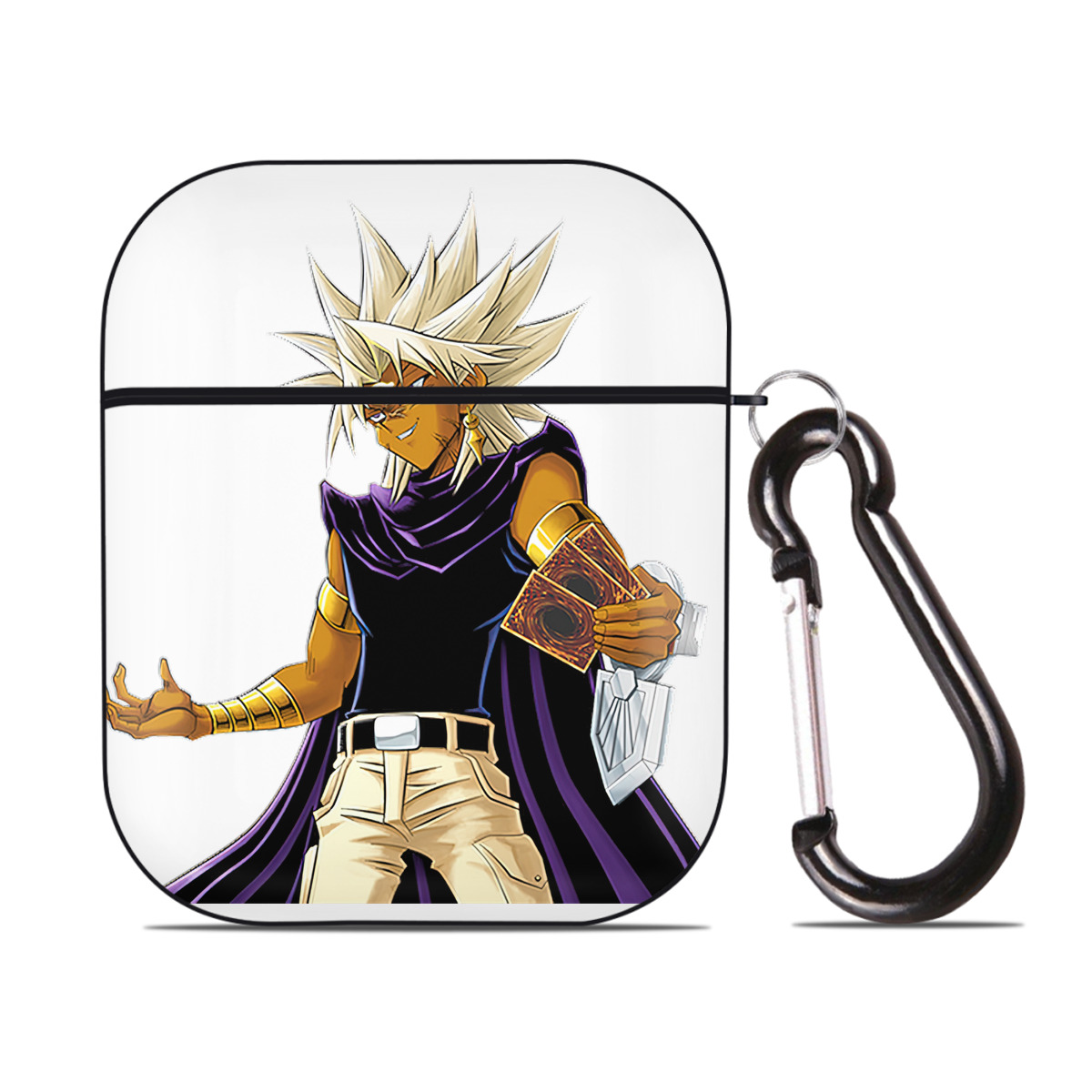 （画像用） 遊☆戯☆王 Yu-Gi-Oh! AirPods 第2世代保護ケース ハードシェル ブラック 耐衝撃・防指紋・カラビナ付き