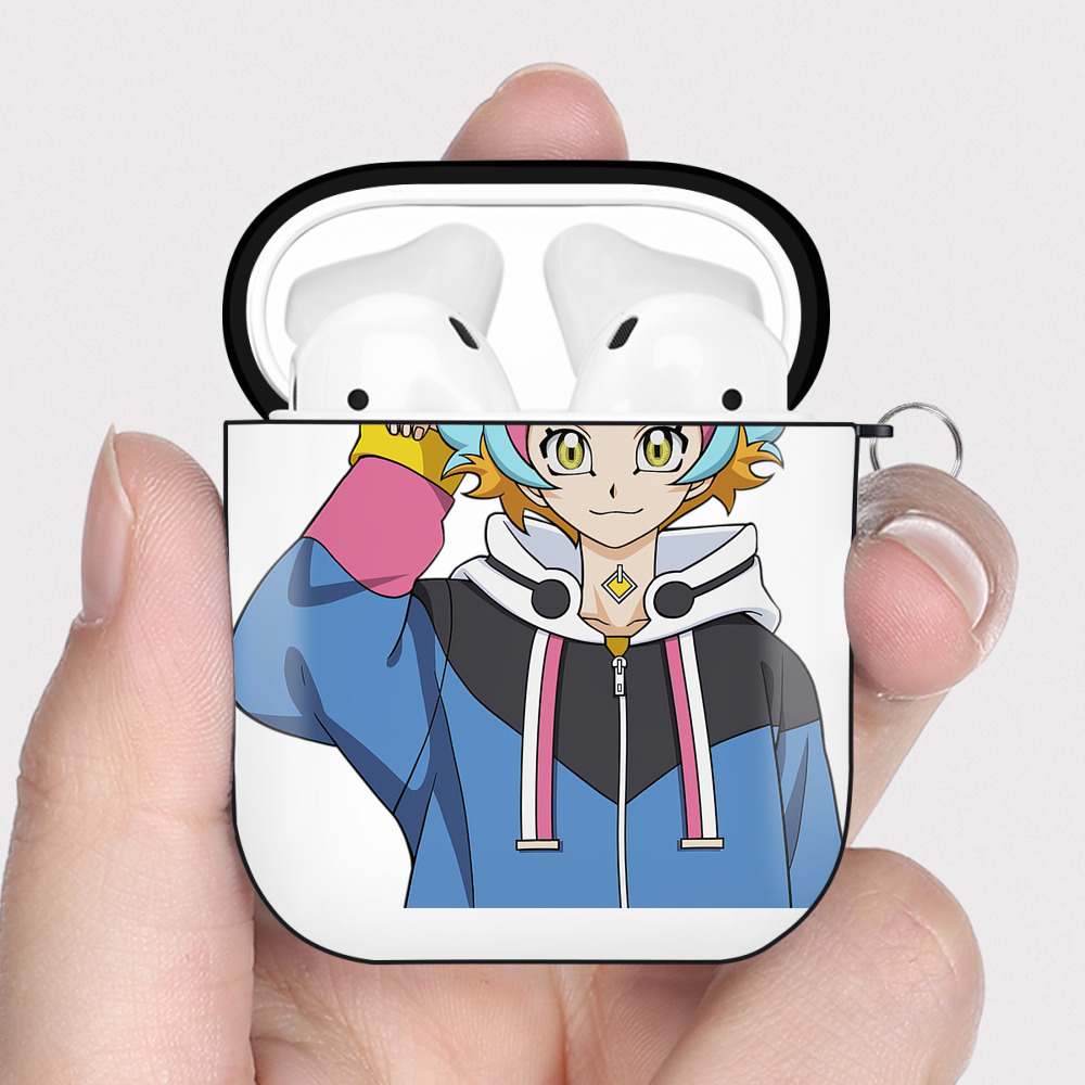 （画像用） 遊☆戯☆王 Yu-Gi-Oh! AirPods 第2世代保護ケース ハードシェル ブラック 耐衝撃・防指紋・カラビナ付き