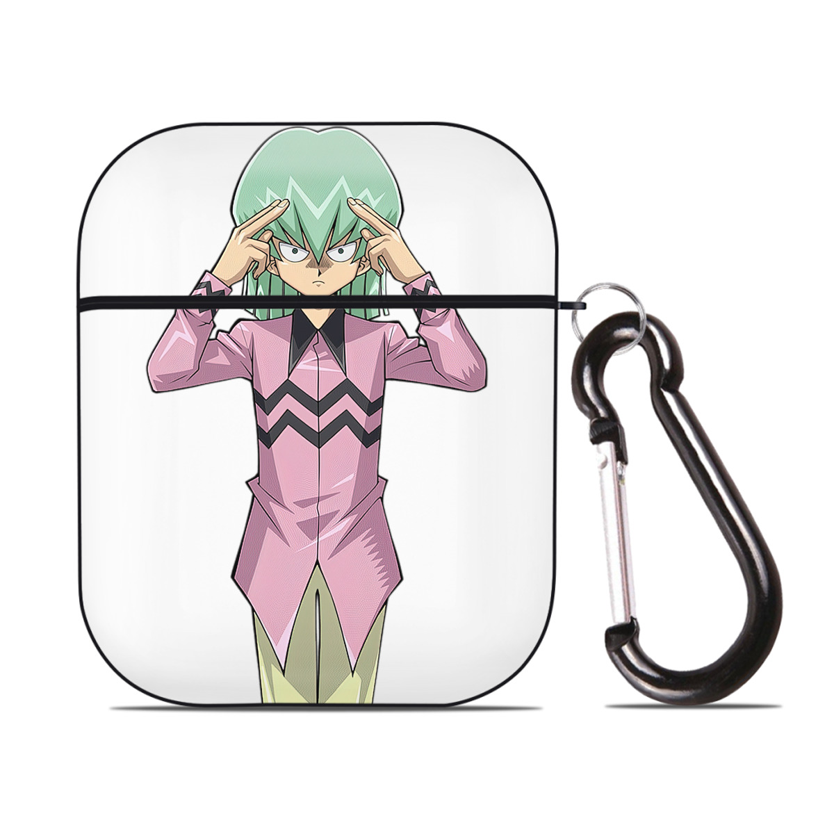 （画像用） 遊☆戯☆王 Yu-Gi-Oh! AirPods 第2世代保護ケース ハードシェル ブラック 耐衝撃・防指紋・カラビナ付き