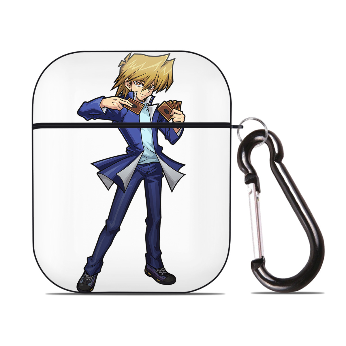 （画像用） 遊☆戯☆王 Yu-Gi-Oh! AirPods 第2世代保護ケース ハードシェル ブラック 耐衝撃・防指紋・カラビナ付き