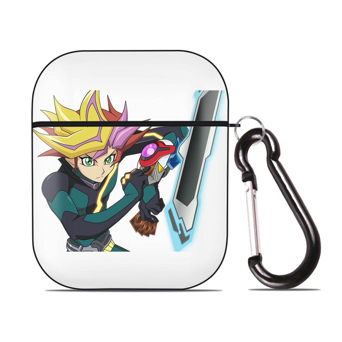 （画像用） 遊☆戯☆王 Yu-Gi-Oh! AirPods 第2世代保護ケース ハードシェル ブラック 耐衝撃・防指紋・カラビナ付き