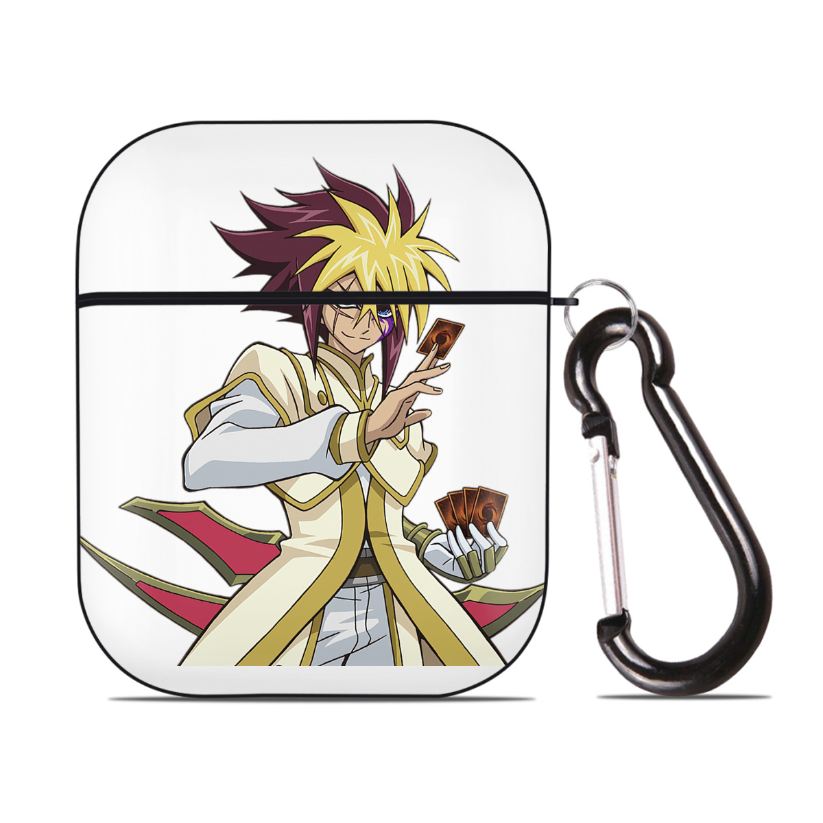 （画像用） 遊☆戯☆王 Yu-Gi-Oh! AirPods 第2世代保護ケース ハードシェル ブラック 耐衝撃・防指紋・カラビナ付き