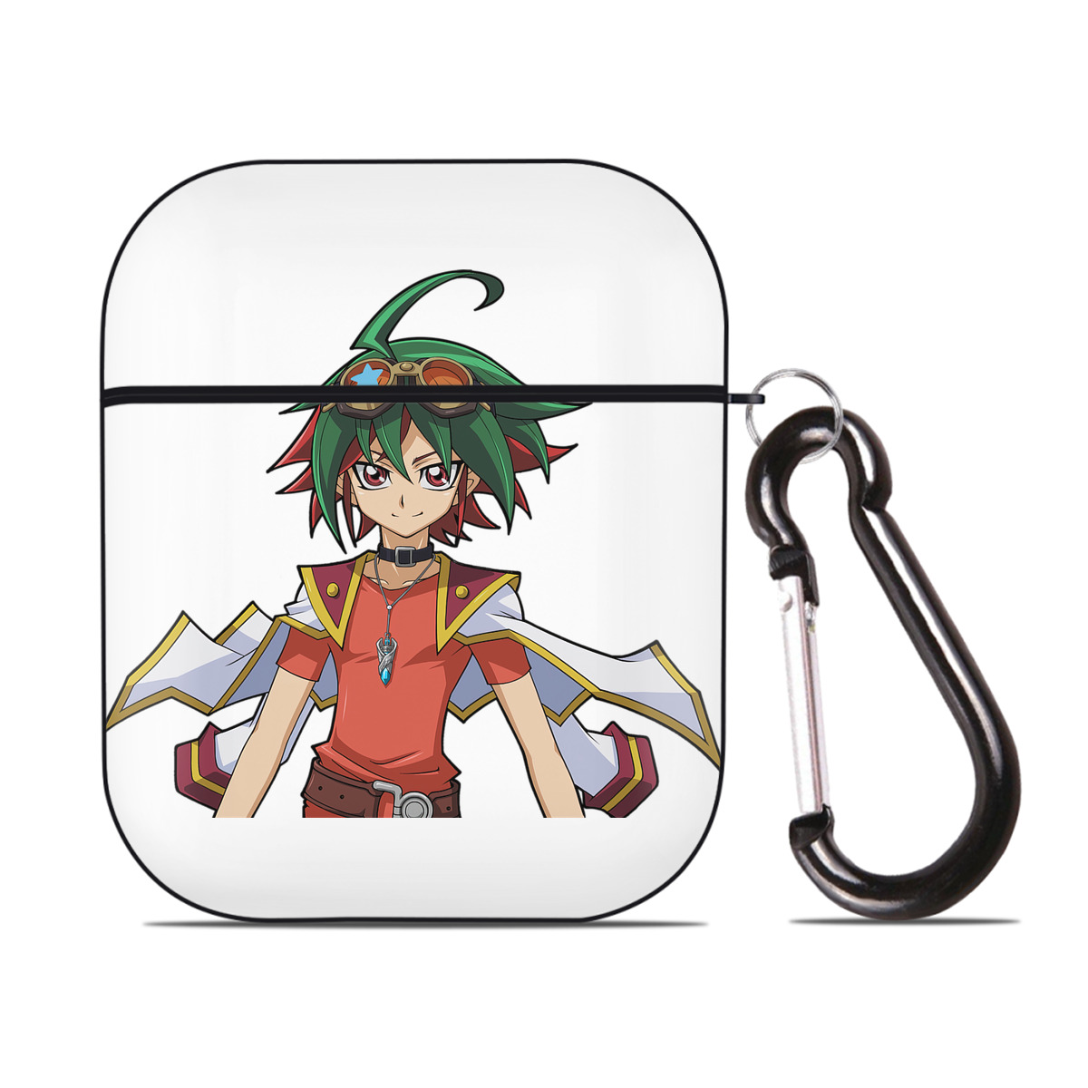 （画像用） 遊☆戯☆王 Yu-Gi-Oh! AirPods 第2世代保護ケース ハードシェル ブラック 耐衝撃・防指紋・カラビナ付き