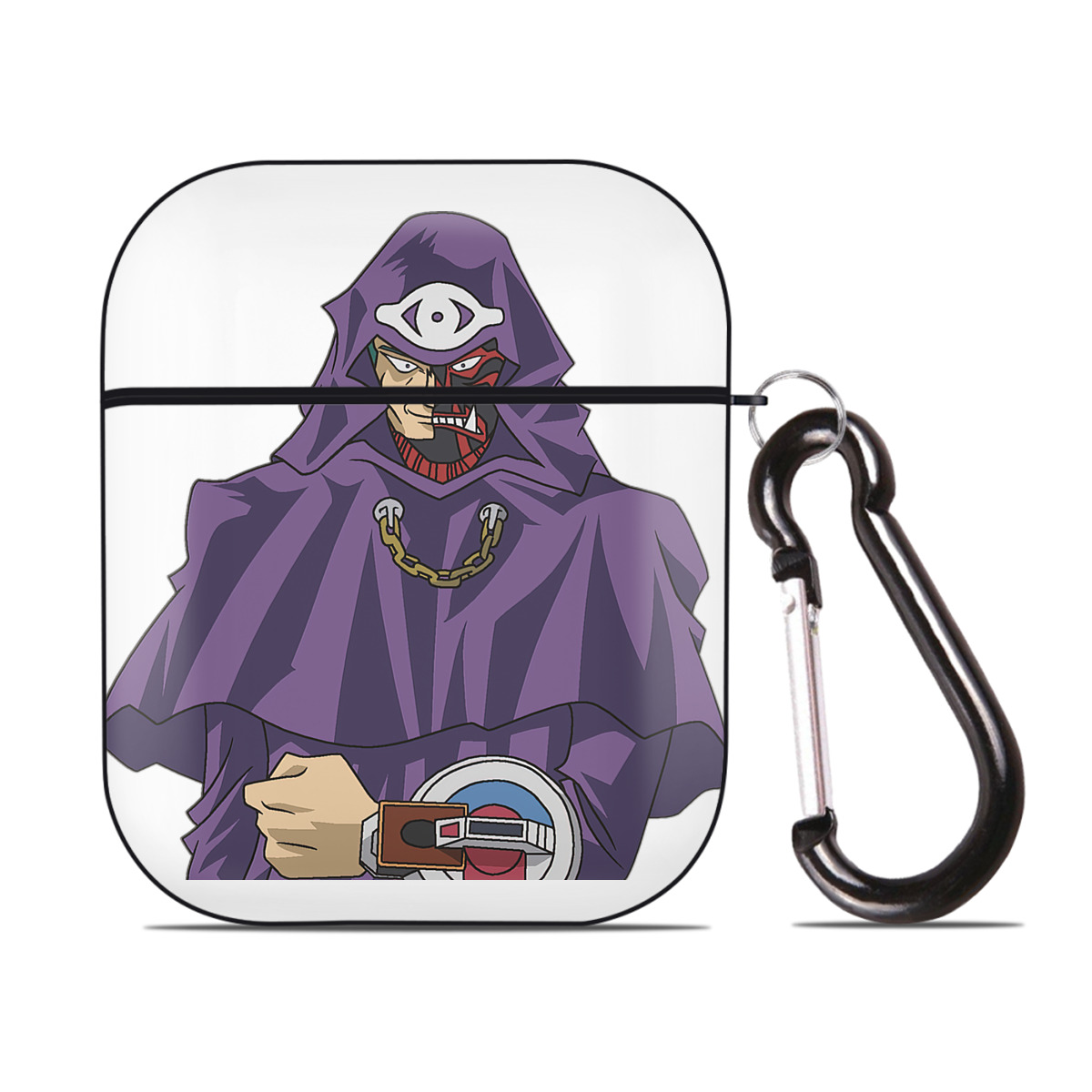 （画像用） 遊☆戯☆王 Yu-Gi-Oh! AirPods 第2世代保護ケース ハードシェル ブラック 耐衝撃・防指紋・カラビナ付き