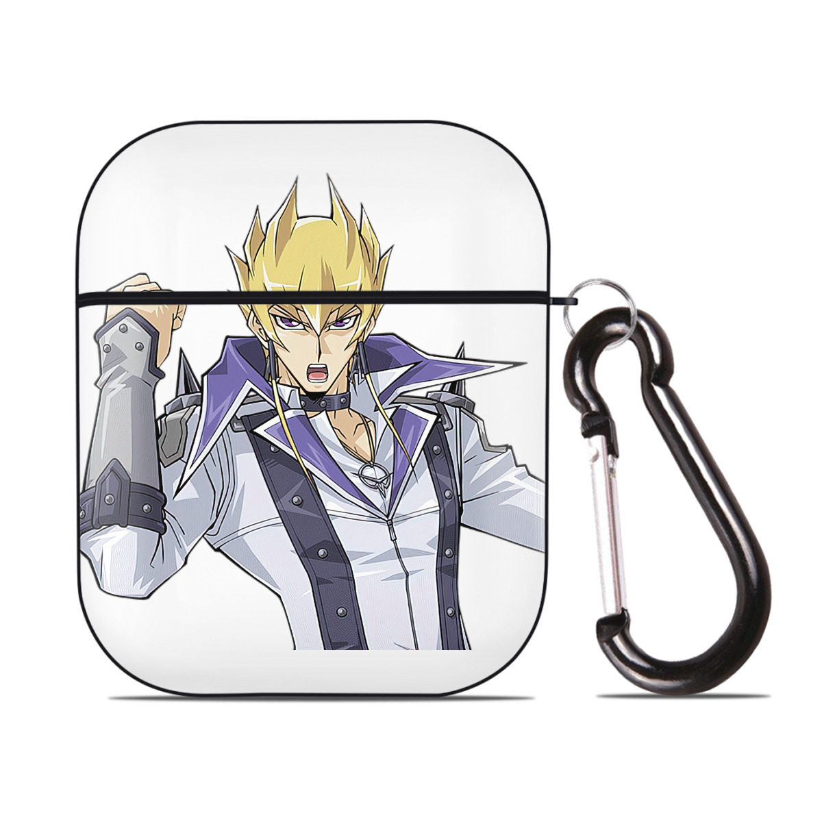 （画像用） 遊☆戯☆王 Yu-Gi-Oh! AirPods 第2世代保護ケース ハードシェル ブラック 耐衝撃・防指紋・カラビナ付き