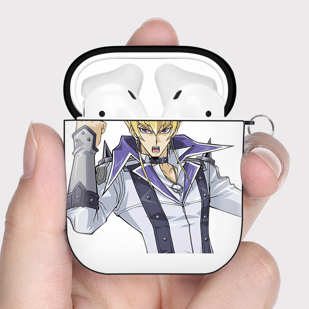 遊☆戯☆王 Yu-Gi-Oh! AirPods 第2世代保護ケース ハードシェル ブラック 耐衝撃・防指紋・カラビナ付き