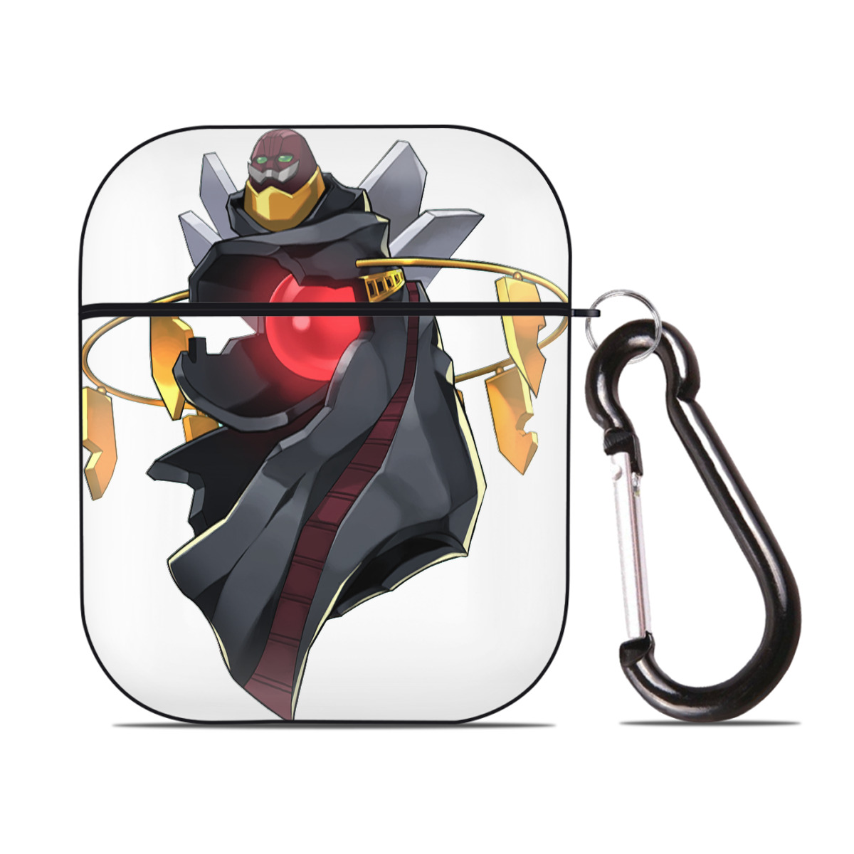 （画像用） 遊☆戯☆王 Yu-Gi-Oh! AirPods 第2世代保護ケース ハードシェル ブラック 耐衝撃・防指紋・カラビナ付き