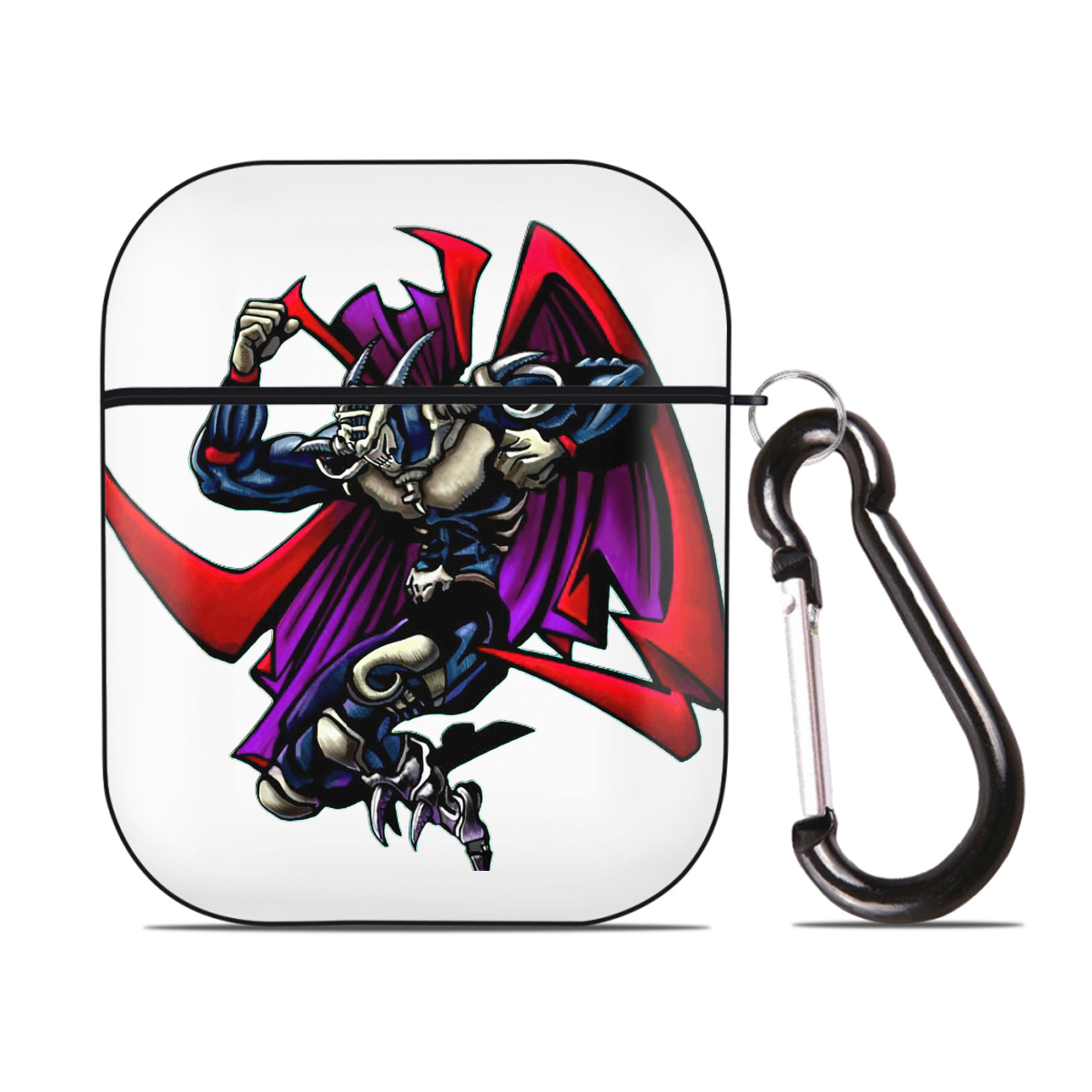 （画像用） 遊☆戯☆王 Yu-Gi-Oh! AirPods 第2世代保護ケース ハードシェル ブラック 耐衝撃・防指紋・カラビナ付き