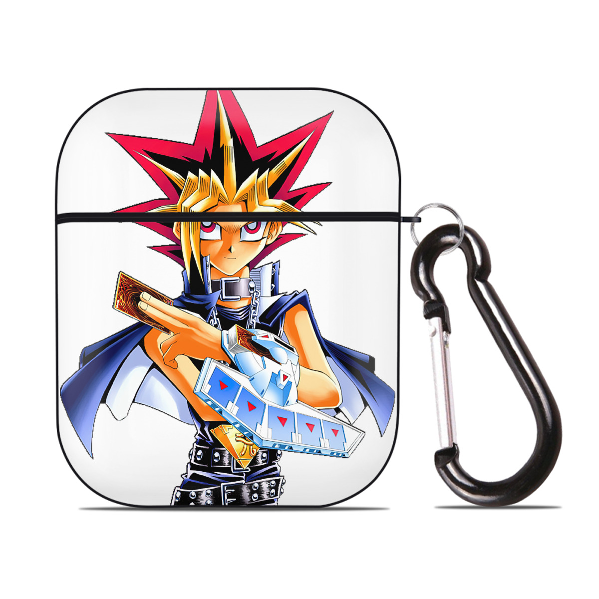 （画像用） 遊☆戯☆王 Yu-Gi-Oh! AirPods 第2世代保護ケース ハードシェル ブラック 耐衝撃・防指紋・カラビナ付き