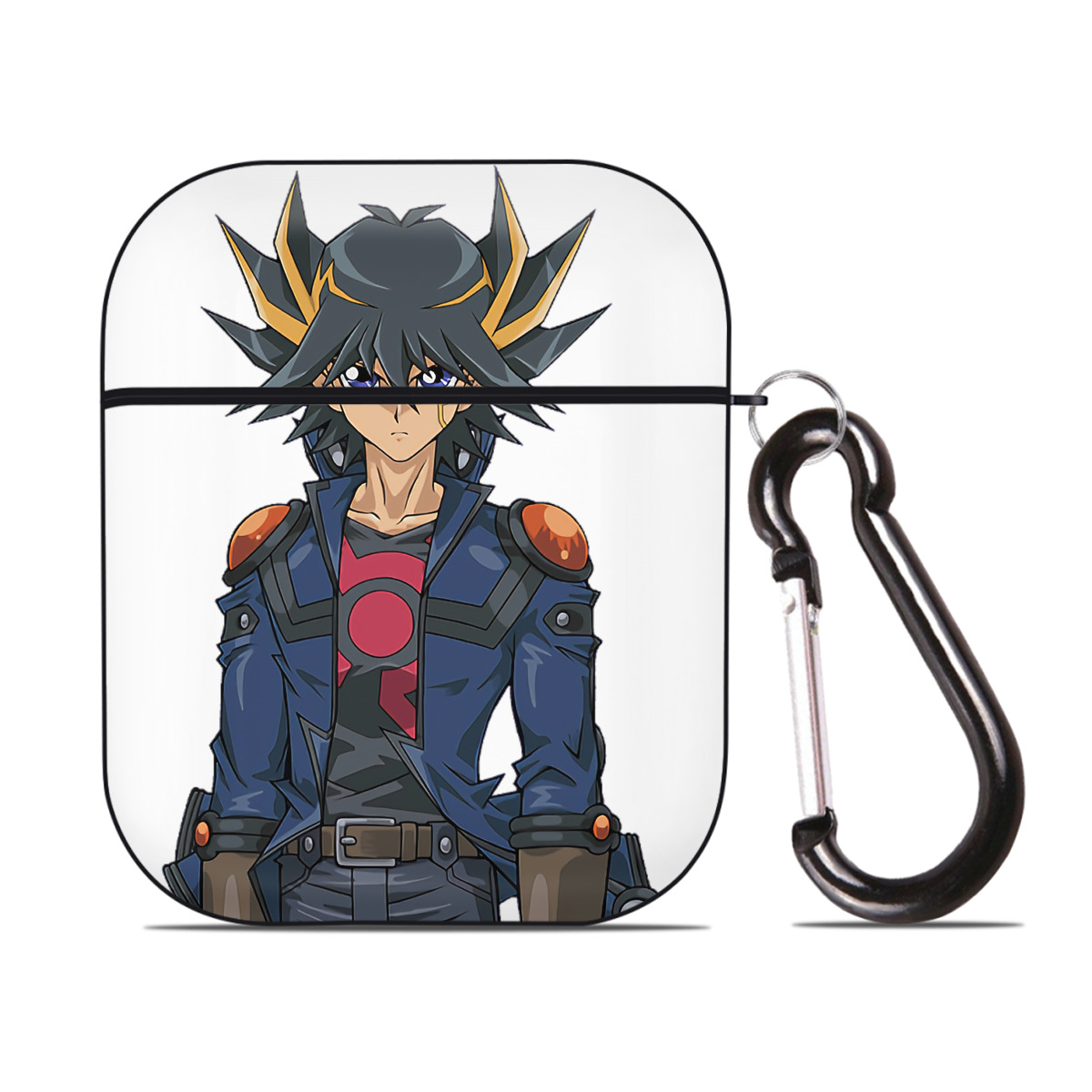 （画像用） 遊☆戯☆王 Yu-Gi-Oh! AirPods 第2世代保護ケース ハードシェル ブラック 耐衝撃・防指紋・カラビナ付き