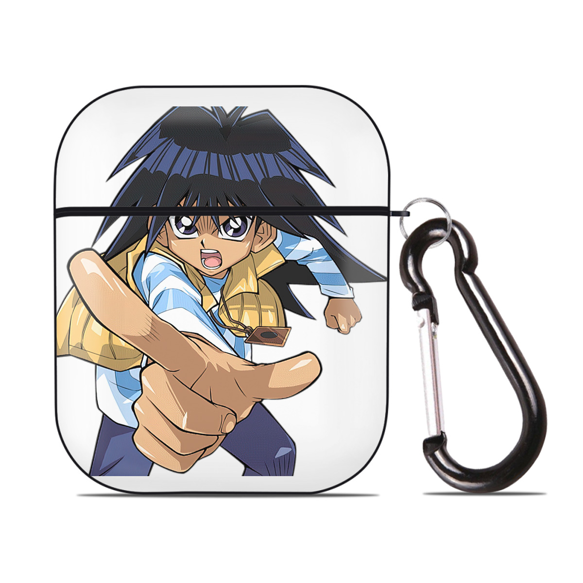 （画像用） 遊☆戯☆王 Yu-Gi-Oh! AirPods 第2世代保護ケース ハードシェル ブラック 耐衝撃・防指紋・カラビナ付き