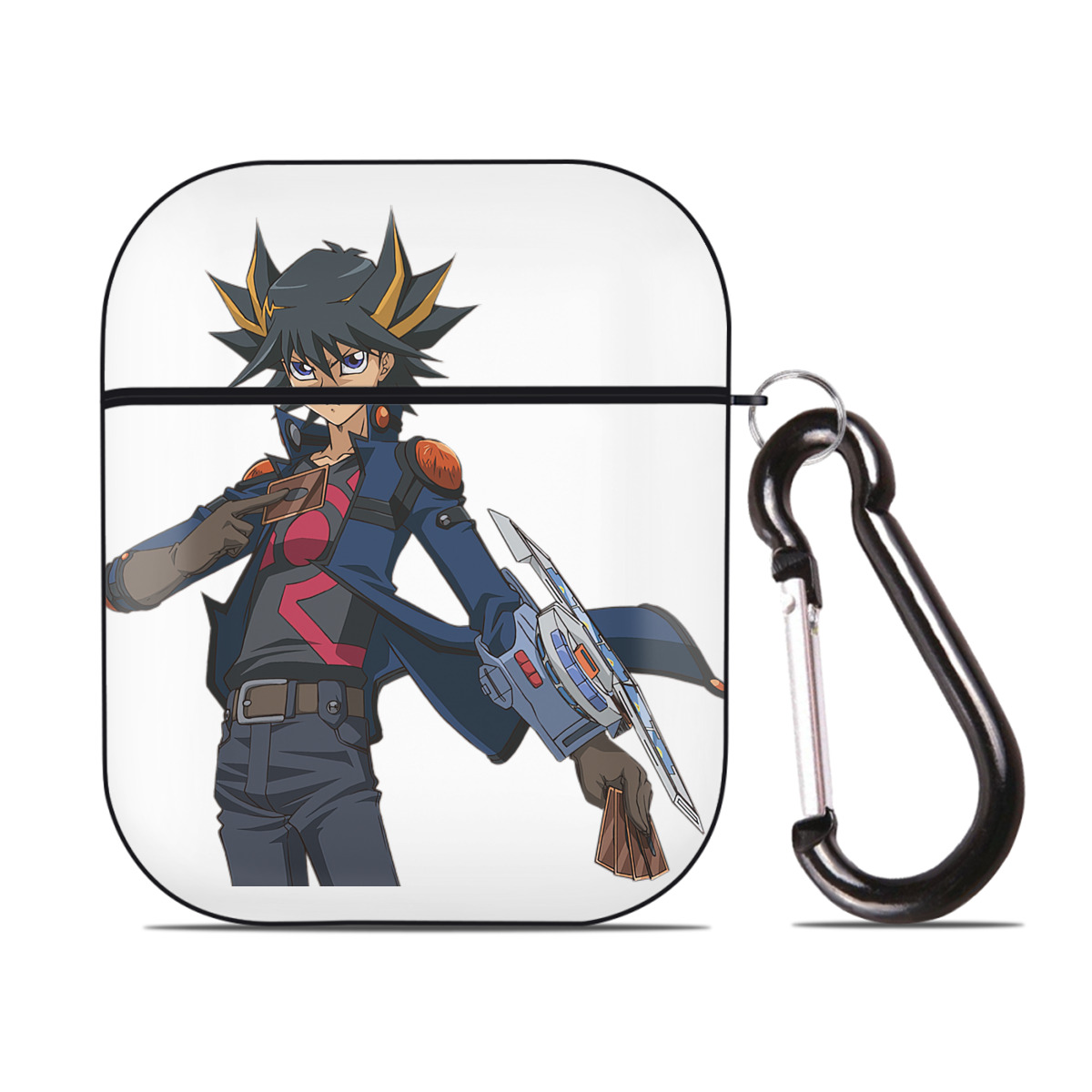 （画像用） 遊☆戯☆王 Yu-Gi-Oh! AirPods 第2世代保護ケース ハードシェル ブラック 耐衝撃・防指紋・カラビナ付き