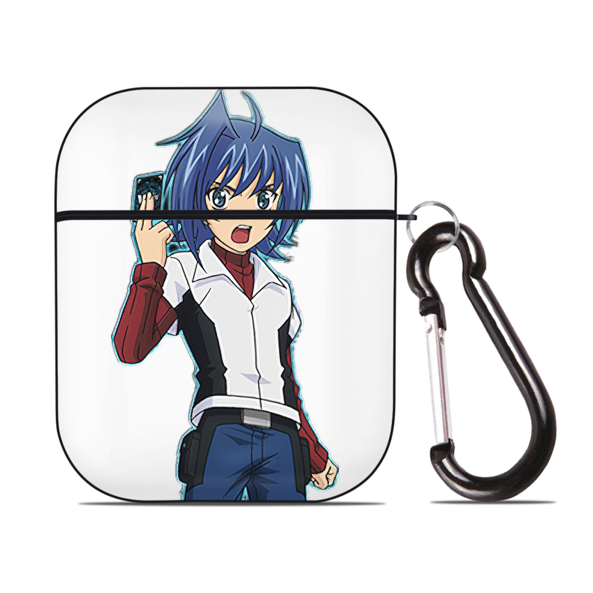 （画像用） 遊☆戯☆王 Yu-Gi-Oh! AirPods 第2世代保護ケース ハードシェル ブラック 耐衝撃・防指紋・カラビナ付き