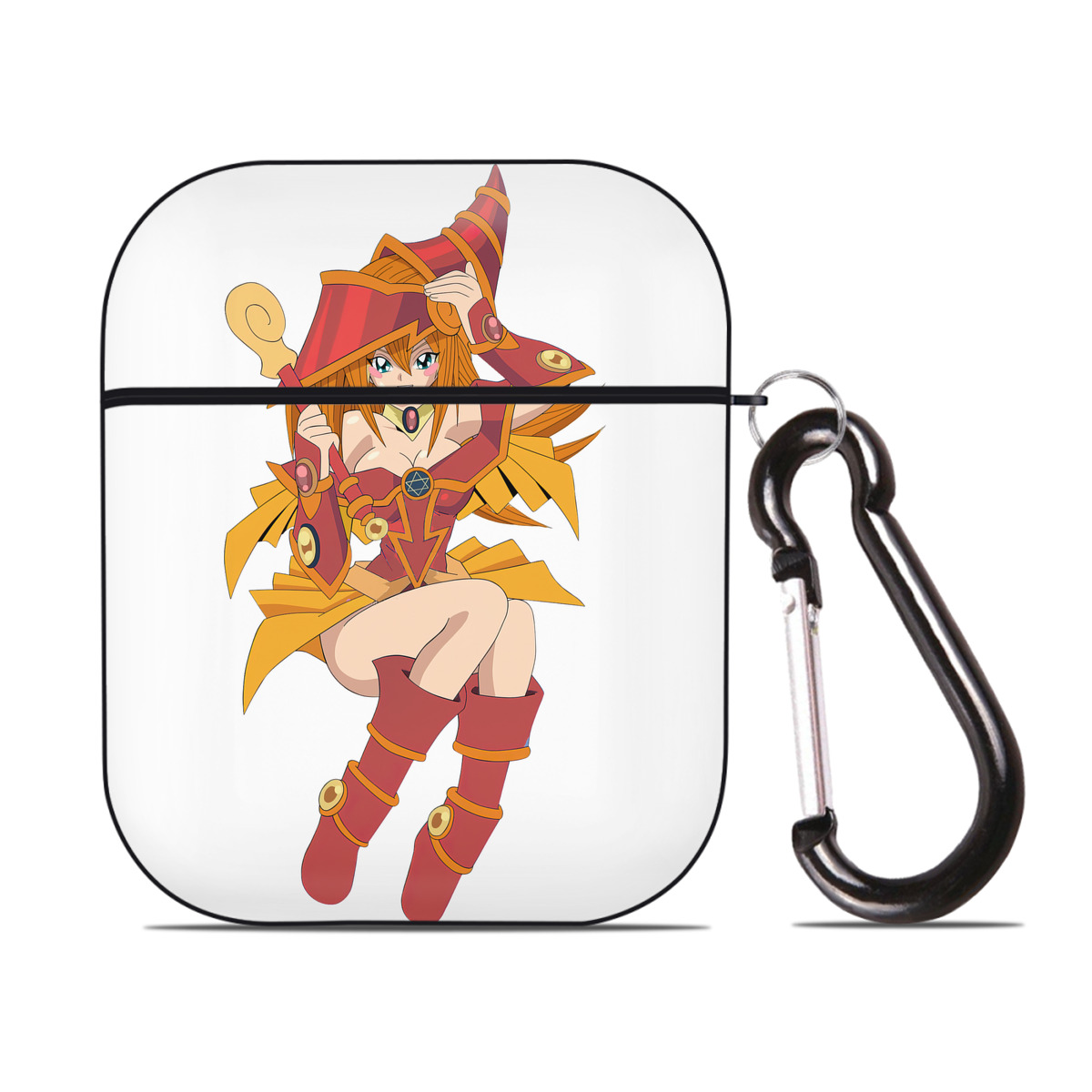 （画像用） 遊☆戯☆王 Yu-Gi-Oh! AirPods 第2世代保護ケース ハードシェル ブラック 耐衝撃・防指紋・カラビナ付き
