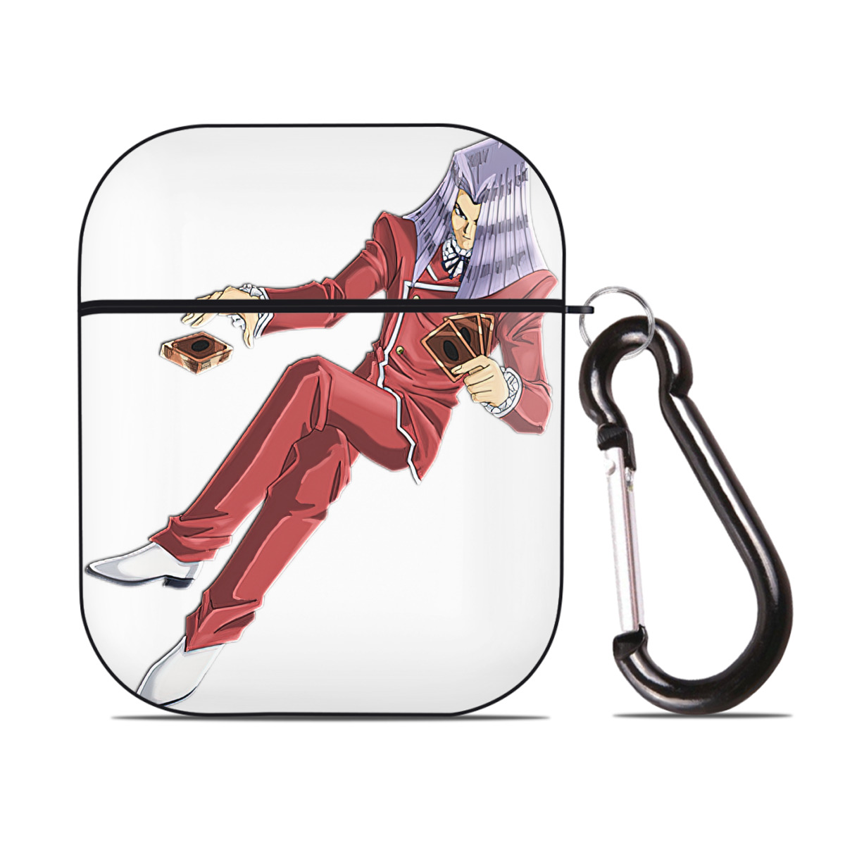 （画像用） 遊☆戯☆王 Yu-Gi-Oh! AirPods 第2世代保護ケース ハードシェル ブラック 耐衝撃・防指紋・カラビナ付き