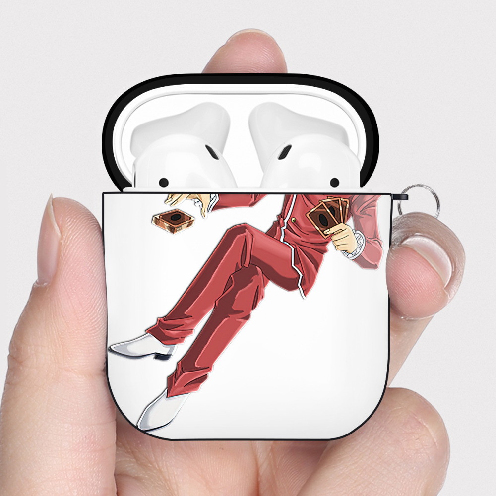 （画像用） 遊☆戯☆王 Yu-Gi-Oh! AirPods 第2世代保護ケース ハードシェル ブラック 耐衝撃・防指紋・カラビナ付き