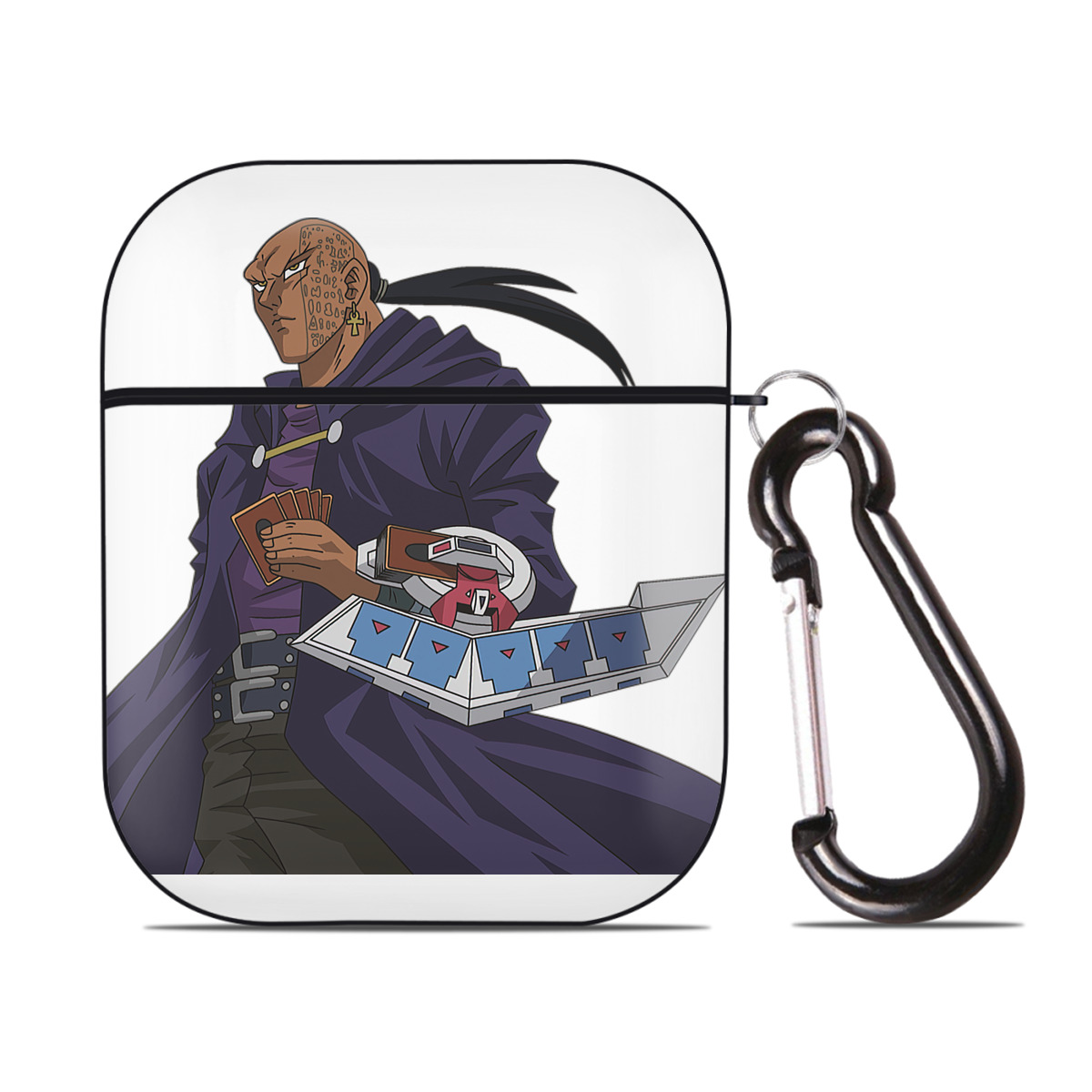 （画像用） 遊☆戯☆王 Yu-Gi-Oh! AirPods 第2世代保護ケース ハードシェル ブラック 耐衝撃・防指紋・カラビナ付き