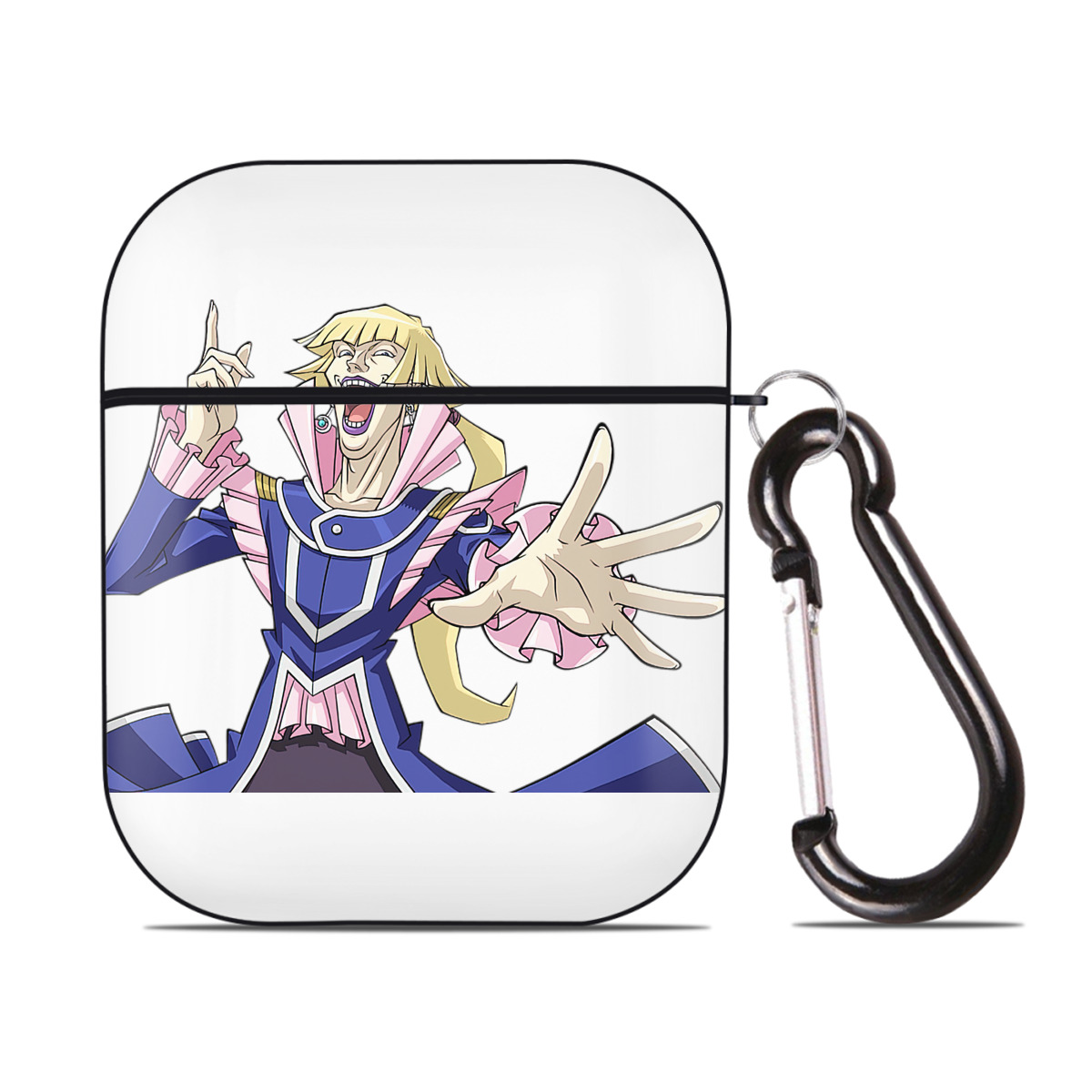 （画像用） 遊☆戯☆王 Yu-Gi-Oh! AirPods 第2世代保護ケース ハードシェル ブラック 耐衝撃・防指紋・カラビナ付き