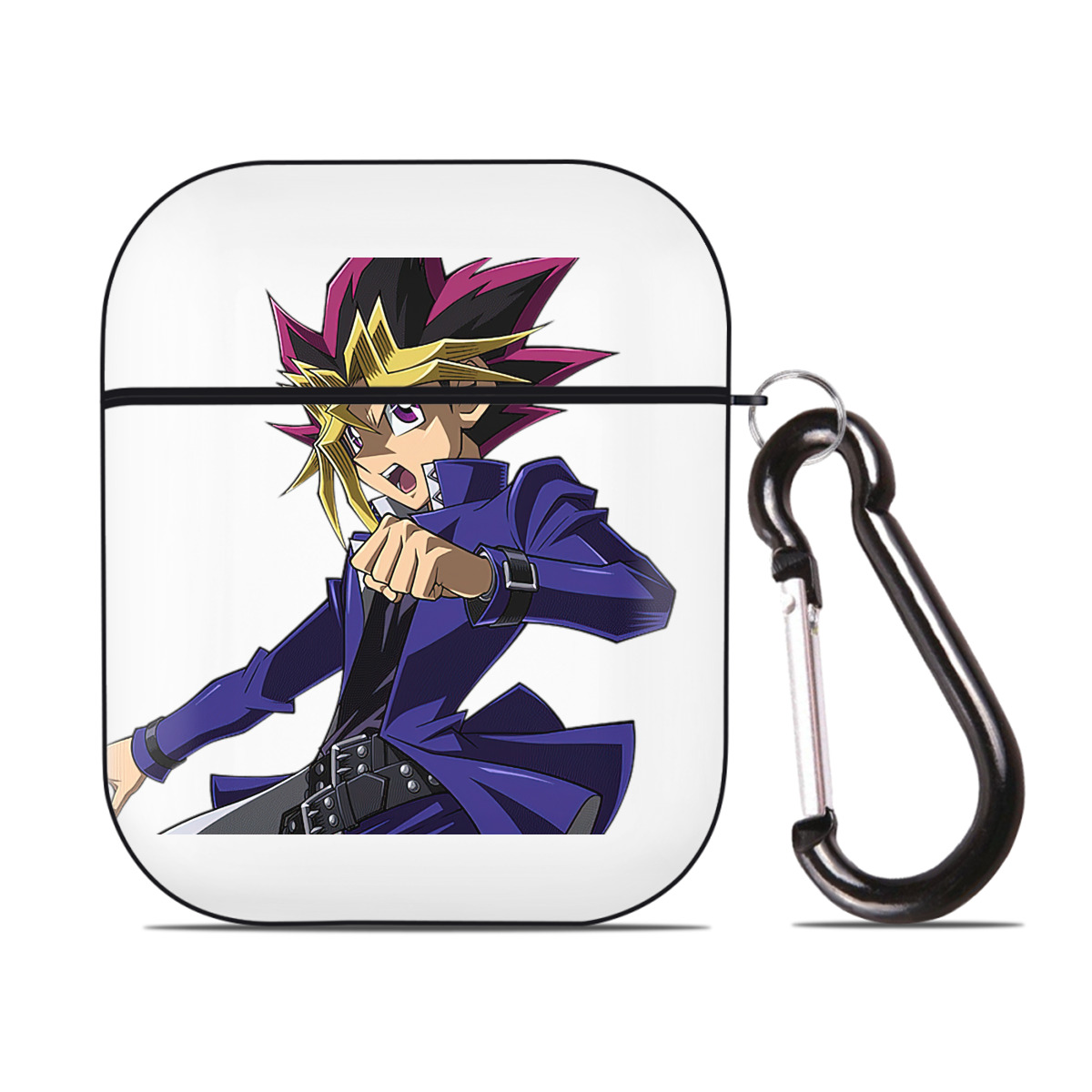 （画像用） 遊☆戯☆王 Yu-Gi-Oh! AirPods 第2世代保護ケース ハードシェル ブラック 耐衝撃・防指紋・カラビナ付き