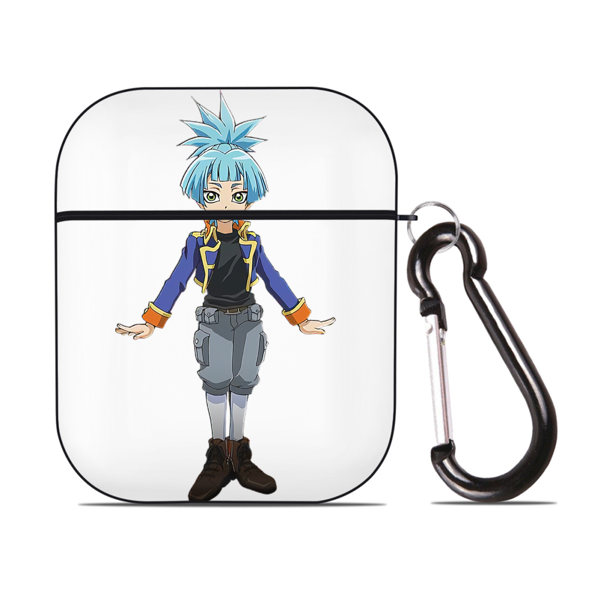 （画像用） 遊☆戯☆王 Yu-Gi-Oh! AirPods 第2世代保護ケース ハードシェル ブラック 耐衝撃・防指紋・カラビナ付き