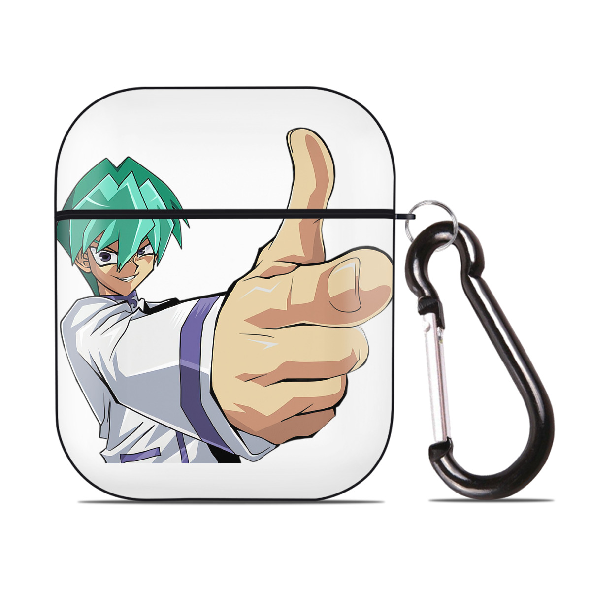 （画像用） 遊☆戯☆王 Yu-Gi-Oh! AirPods 第2世代保護ケース ハードシェル ブラック 耐衝撃・防指紋・カラビナ付き