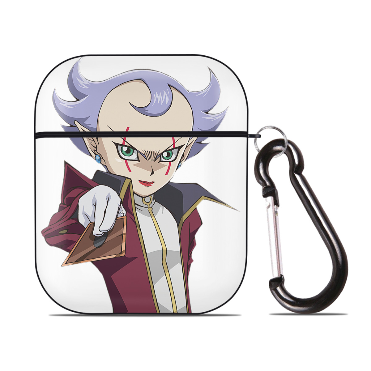 （画像用） 遊☆戯☆王 Yu-Gi-Oh! AirPods 第2世代保護ケース ハードシェル ブラック 耐衝撃・防指紋・カラビナ付き