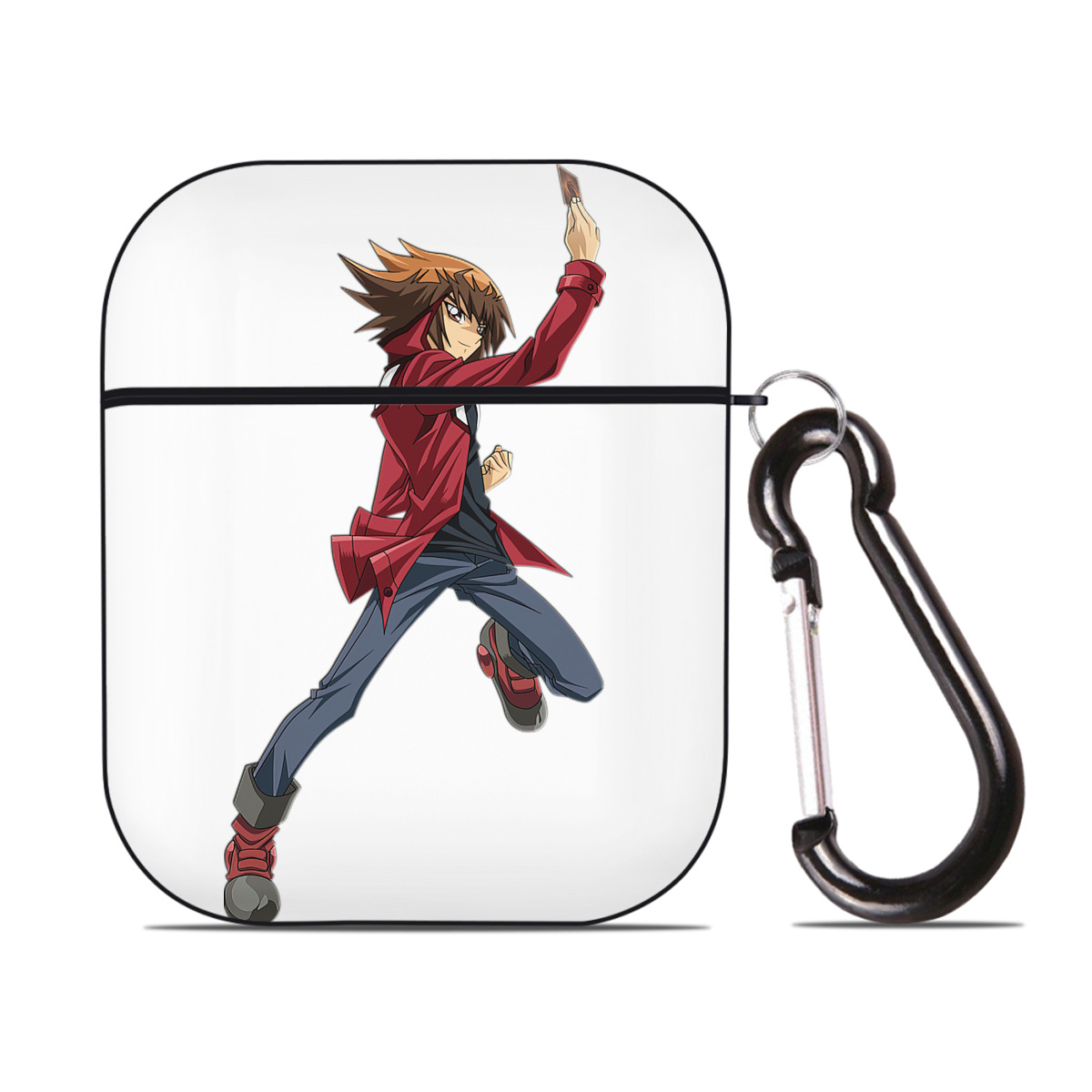 （画像用） 遊☆戯☆王 Yu-Gi-Oh! AirPods 第2世代保護ケース ハードシェル ブラック 耐衝撃・防指紋・カラビナ付き