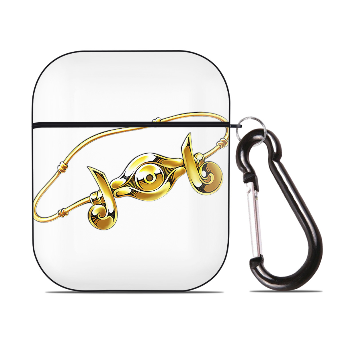 （画像用） 遊☆戯☆王 Yu-Gi-Oh! AirPods 第2世代保護ケース ハードシェル ブラック 耐衝撃・防指紋・カラビナ付き