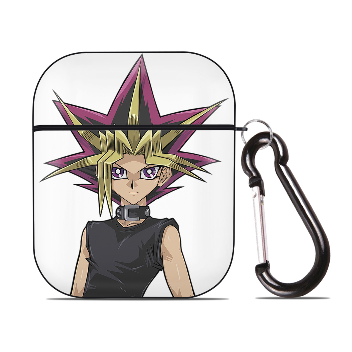 （画像用） 遊☆戯☆王 Yu-Gi-Oh! AirPods 第2世代保護ケース ハードシェル ブラック 耐衝撃・防指紋・カラビナ付き