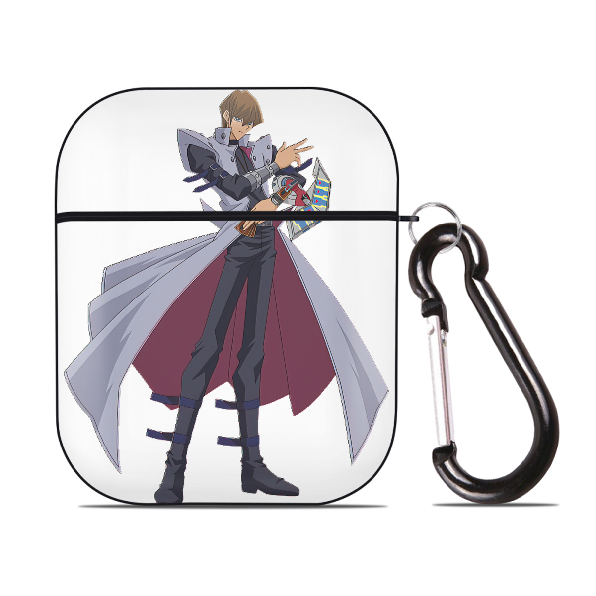 （画像用） 遊☆戯☆王 Yu-Gi-Oh! AirPods 第2世代保護ケース ハードシェル ブラック 耐衝撃・防指紋・カラビナ付き