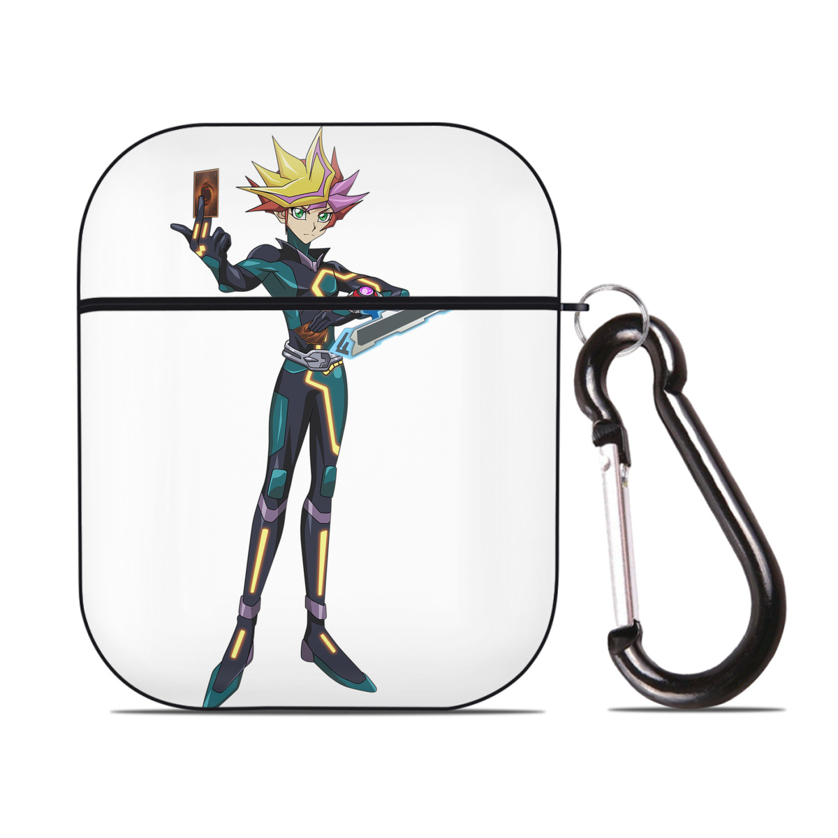 （画像用） 遊☆戯☆王 Yu-Gi-Oh! AirPods 第2世代保護ケース ハードシェル ブラック 耐衝撃・防指紋・カラビナ付き