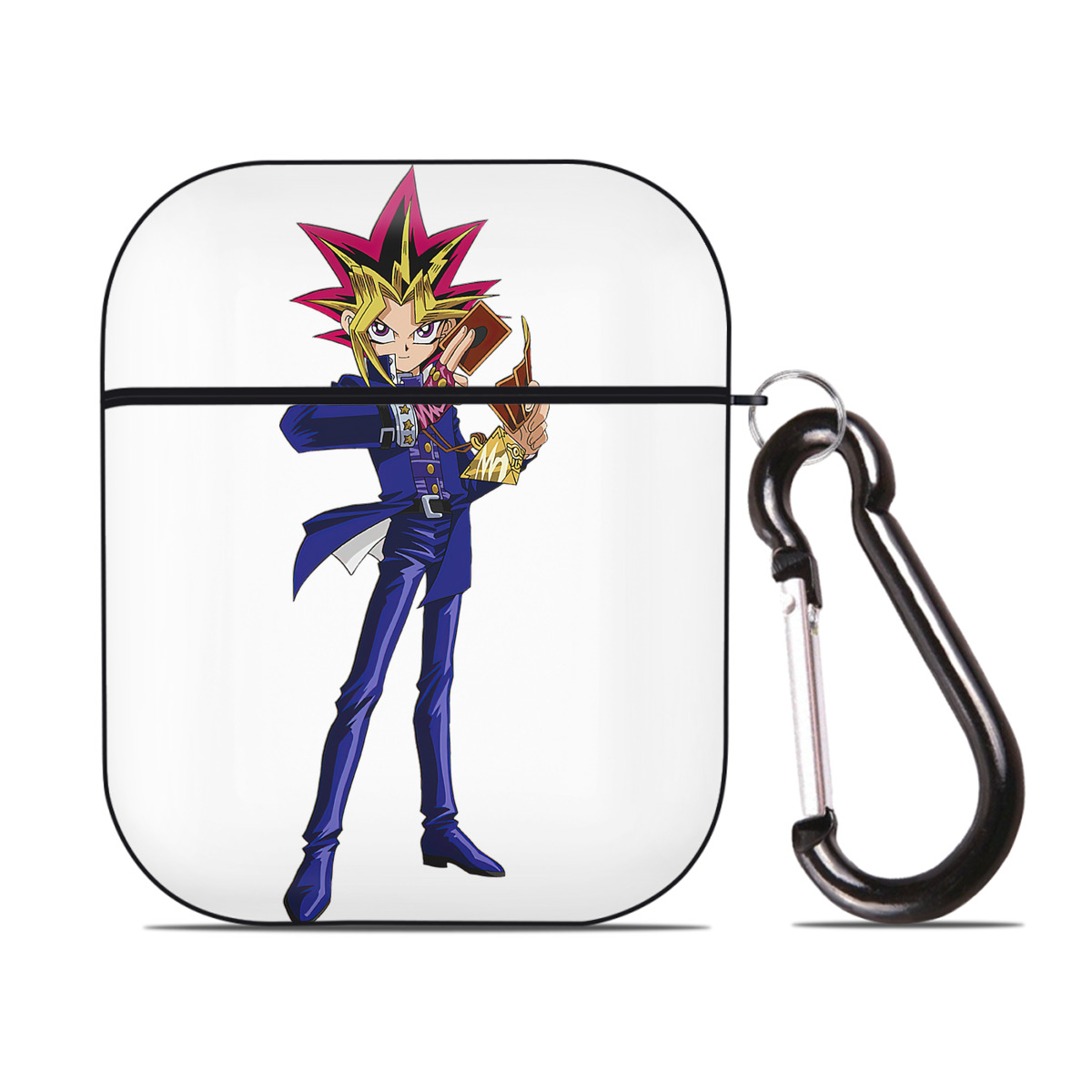 （画像用） 遊☆戯☆王 Yu-Gi-Oh! AirPods 第2世代保護ケース ハードシェル ブラック 耐衝撃・防指紋・カラビナ付き