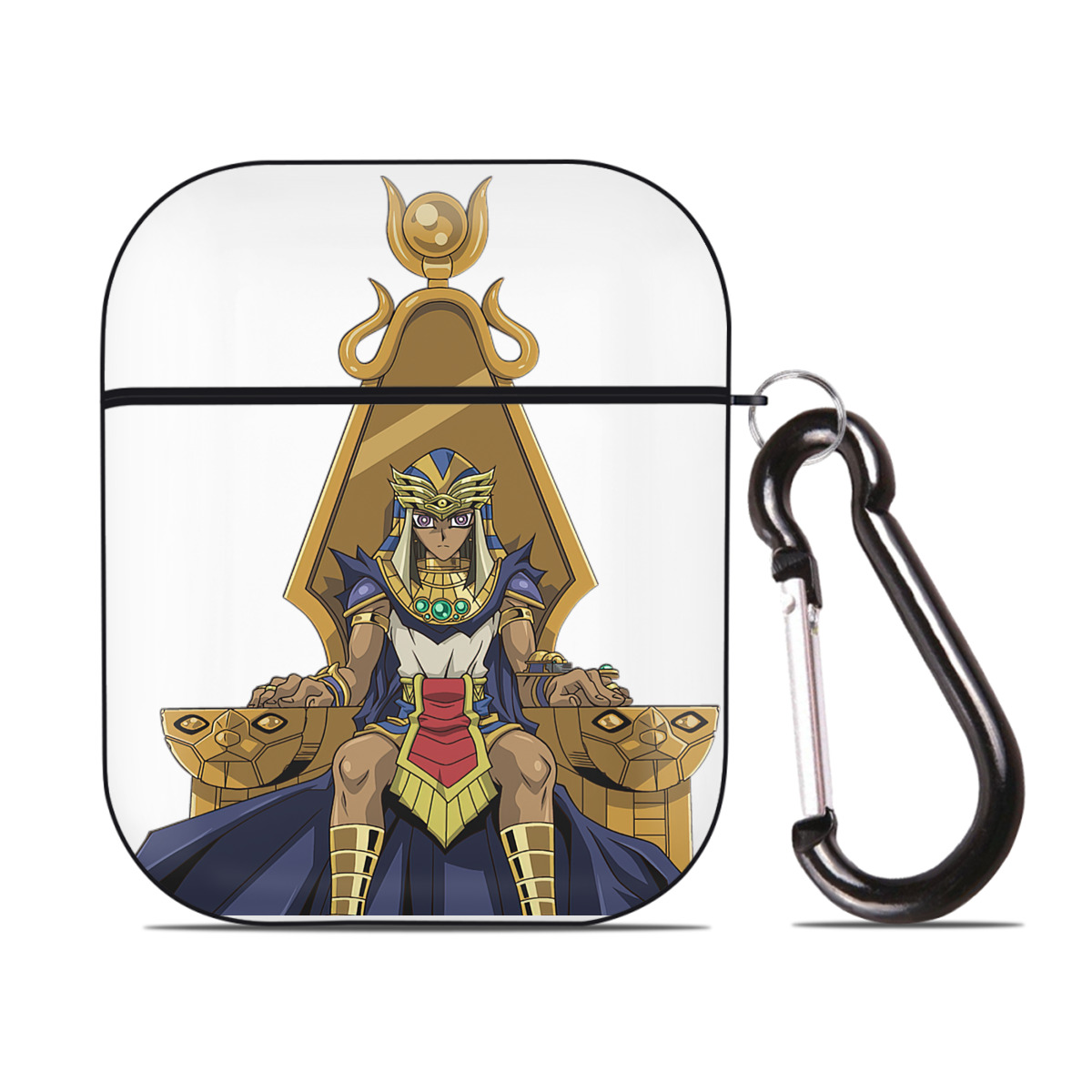 （画像用） 遊☆戯☆王 Yu-Gi-Oh! AirPods 第2世代保護ケース ハードシェル ブラック 耐衝撃・防指紋・カラビナ付き
