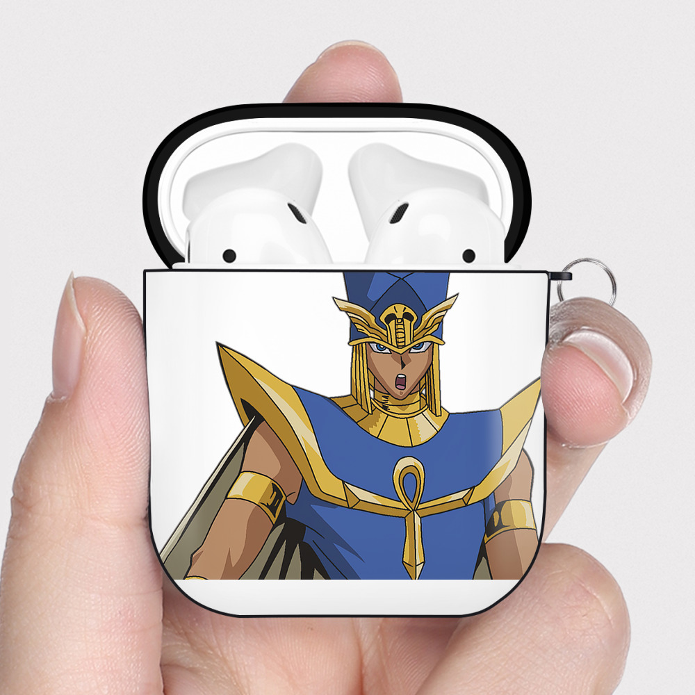 （画像用） 遊☆戯☆王 Yu-Gi-Oh! AirPods 第2世代保護ケース ハードシェル ブラック 耐衝撃・防指紋・カラビナ付き