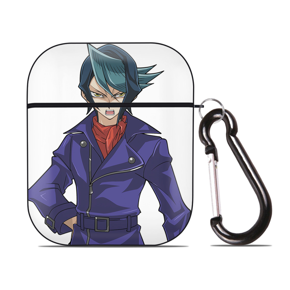 （画像用） 遊☆戯☆王 Yu-Gi-Oh! AirPods 第2世代保護ケース ハードシェル ブラック 耐衝撃・防指紋・カラビナ付き