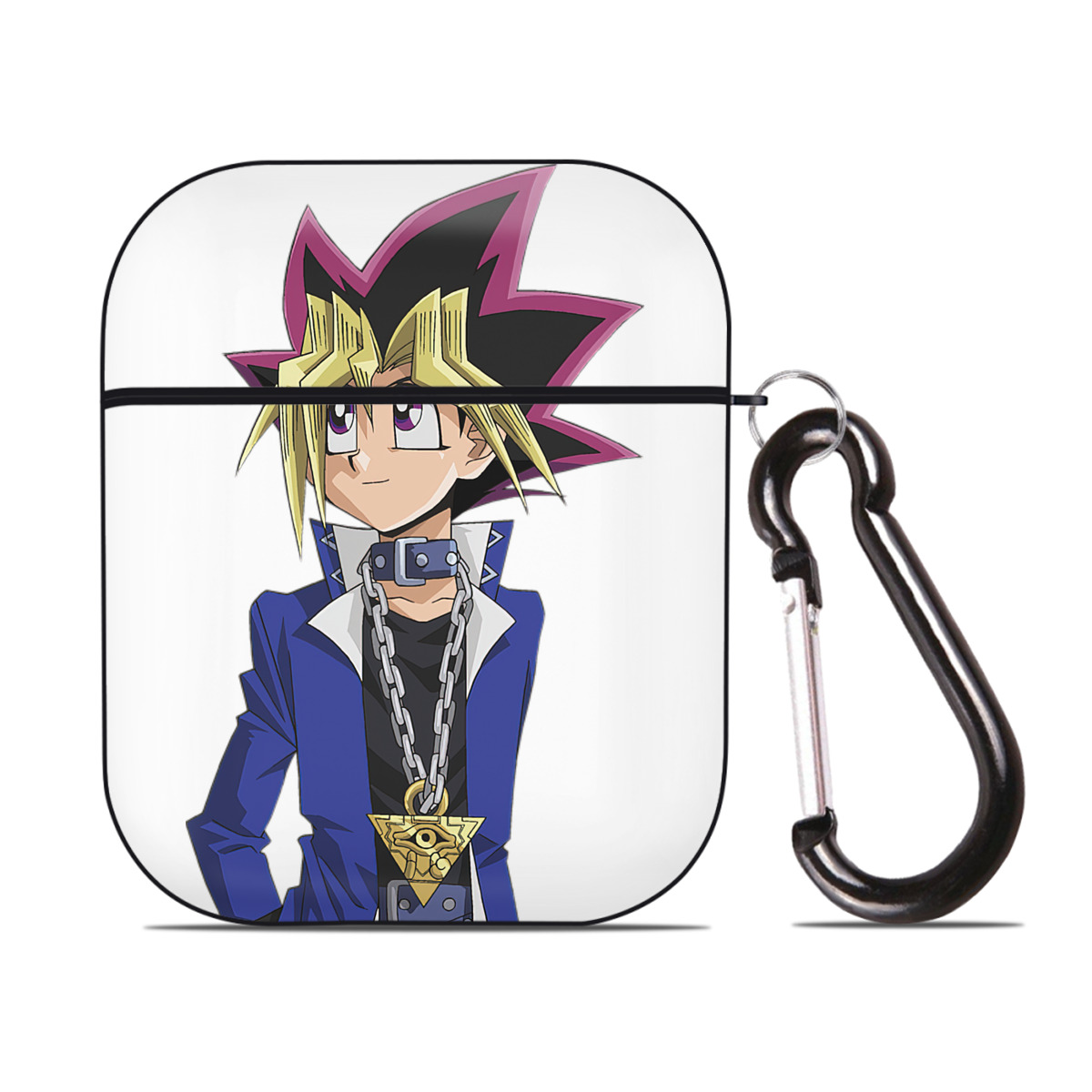 （画像用） 遊☆戯☆王 Yu-Gi-Oh! AirPods 第2世代保護ケース ハードシェル ブラック 耐衝撃・防指紋・カラビナ付き