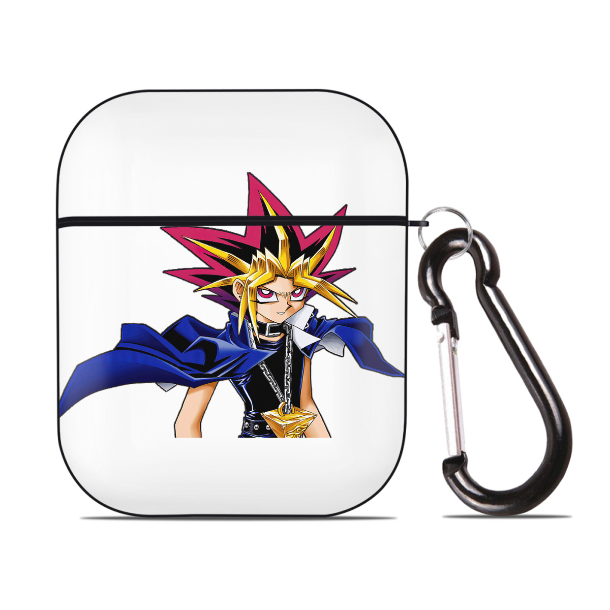 （画像用） 遊☆戯☆王 Yu-Gi-Oh! AirPods 第2世代保護ケース ハードシェル ブラック 耐衝撃・防指紋・カラビナ付き