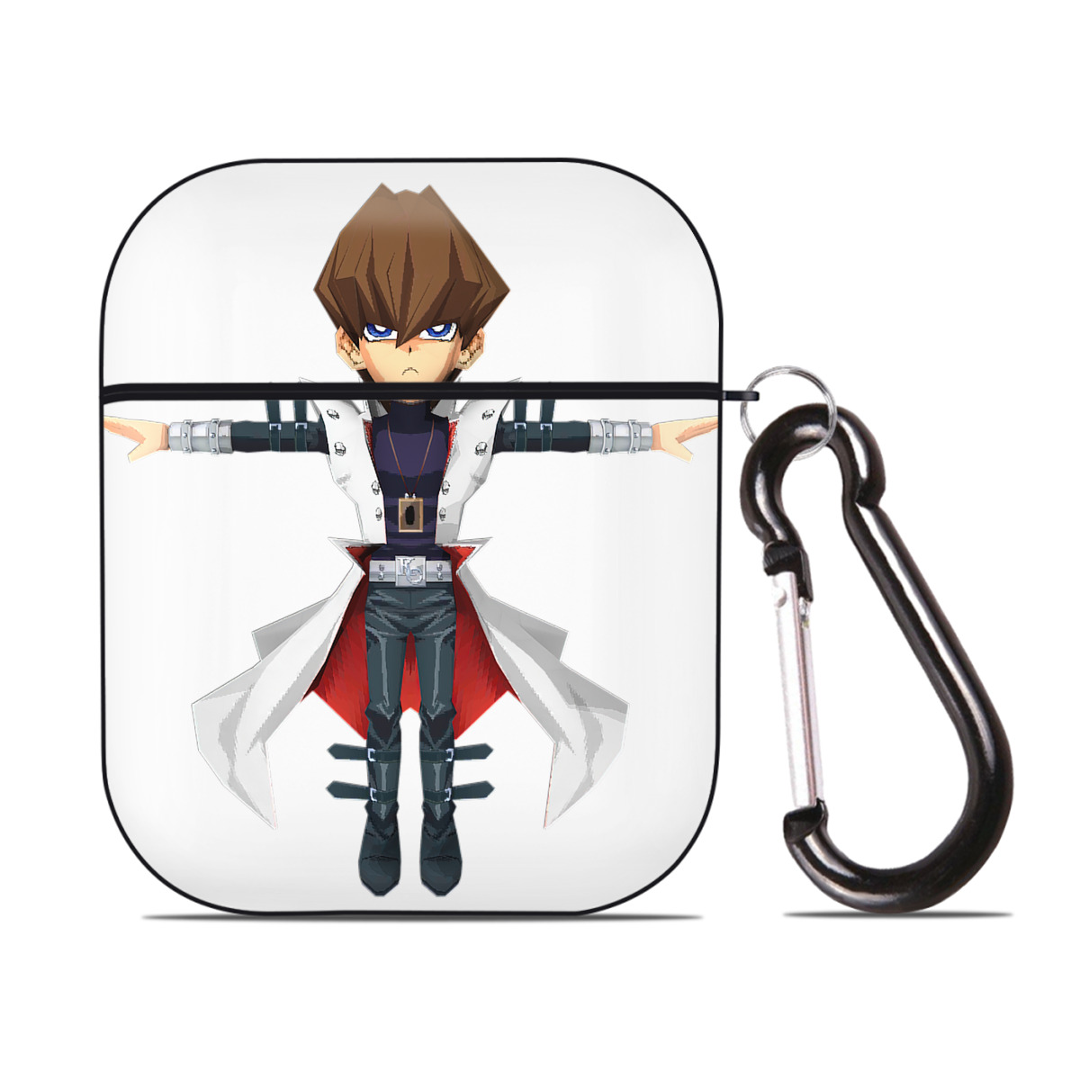 （画像用） 遊☆戯☆王 Yu-Gi-Oh! AirPods 第2世代保護ケース ハードシェル ブラック 耐衝撃・防指紋・カラビナ付き