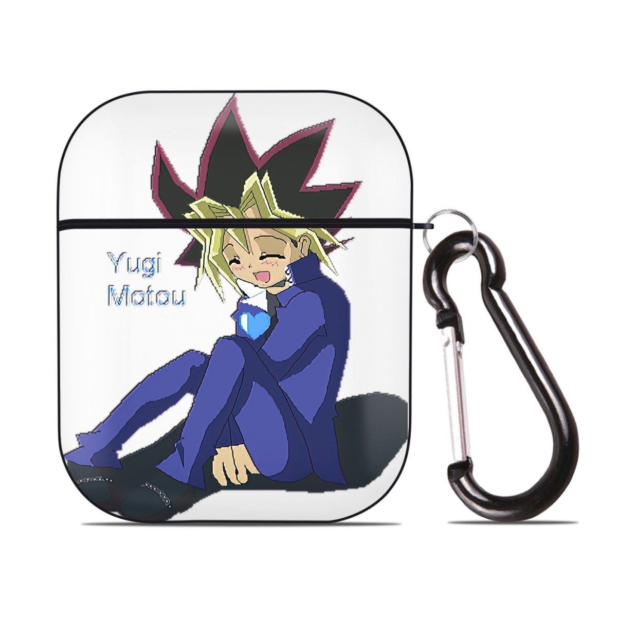 （画像用） 遊☆戯☆王 Yu-Gi-Oh! AirPods 第2世代保護ケース ハードシェル ブラック 耐衝撃・防指紋・カラビナ付き