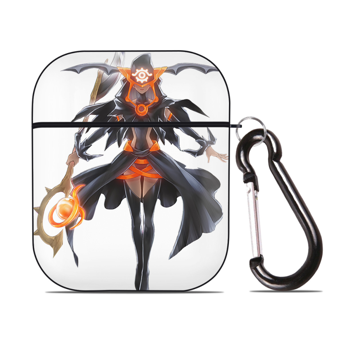 （画像用） 遊☆戯☆王 Yu-Gi-Oh! AirPods 第2世代保護ケース ハードシェル ブラック 耐衝撃・防指紋・カラビナ付き
