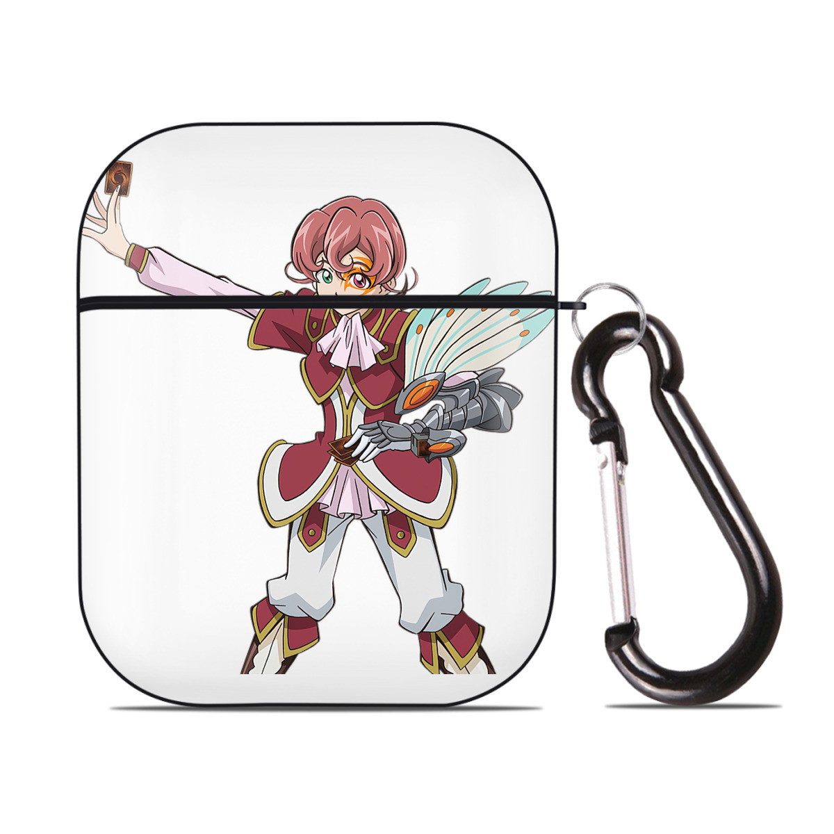 （画像用） 遊☆戯☆王 Yu-Gi-Oh! AirPods 第2世代保護ケース ハードシェル ブラック 耐衝撃・防指紋・カラビナ付き