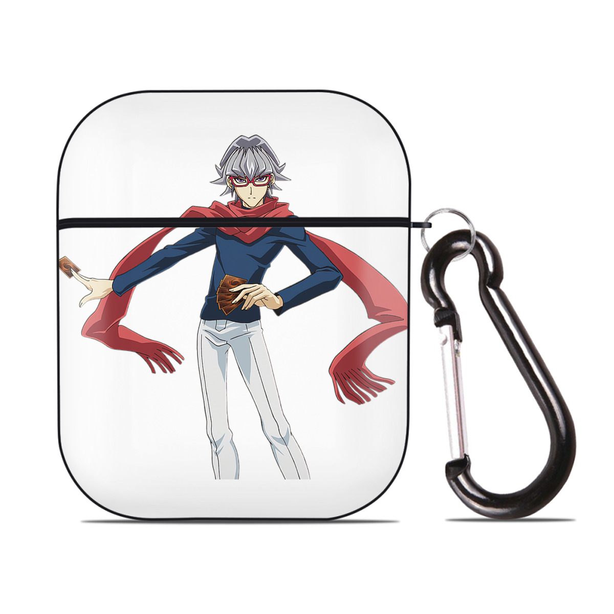 （画像用） 遊☆戯☆王 Yu-Gi-Oh! AirPods 第2世代保護ケース ハードシェル ブラック 耐衝撃・防指紋・カラビナ付き