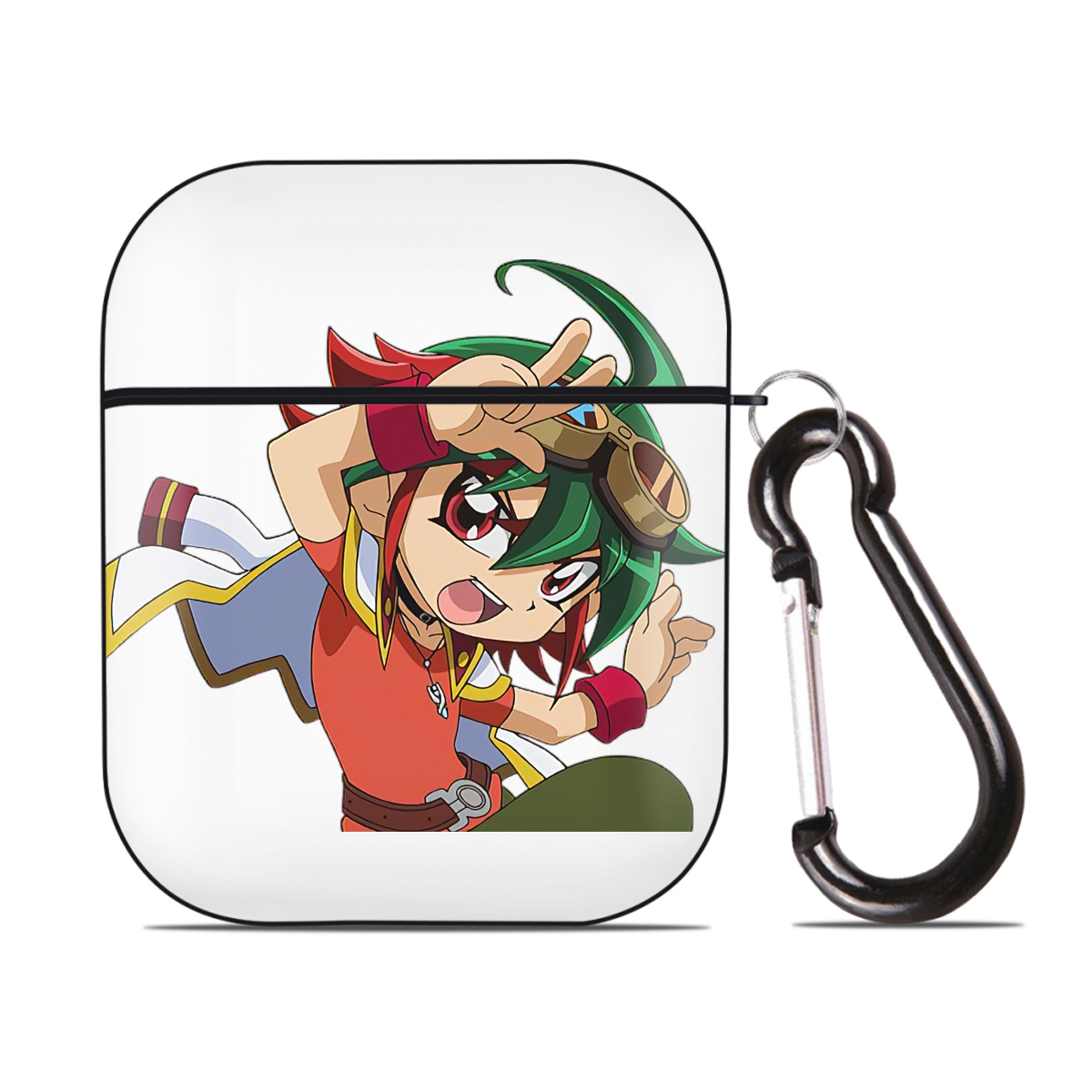（画像用） 遊☆戯☆王 Yu-Gi-Oh! AirPods 第2世代保護ケース ハードシェル ブラック 耐衝撃・防指紋・カラビナ付き