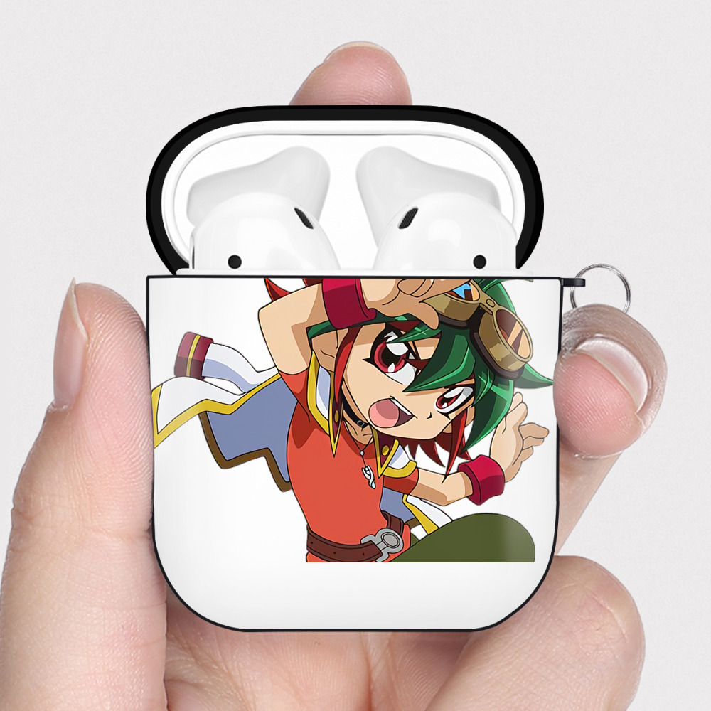 （画像用） 遊☆戯☆王 Yu-Gi-Oh! AirPods 第2世代保護ケース ハードシェル ブラック 耐衝撃・防指紋・カラビナ付き