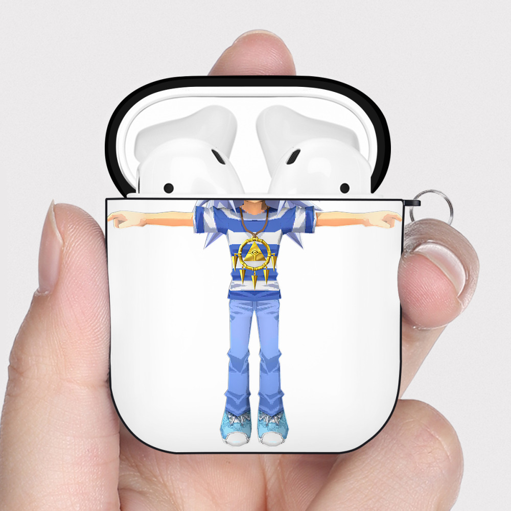 （画像用） 遊☆戯☆王 Yu-Gi-Oh! AirPods 第2世代保護ケース ハードシェル ブラック 耐衝撃・防指紋・カラビナ付き