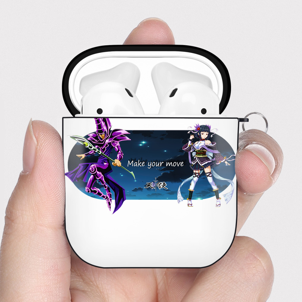（画像用） 遊☆戯☆王 Yu-Gi-Oh! AirPods 第2世代保護ケース ハードシェル ブラック 耐衝撃・防指紋・カラビナ付き
