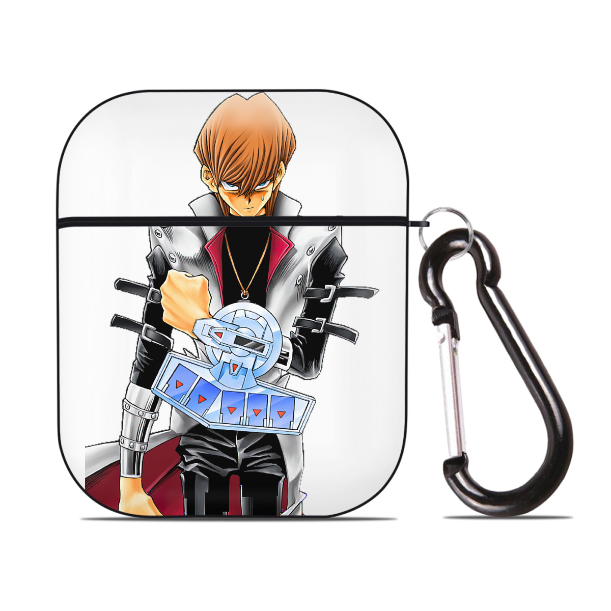 （画像用） 遊☆戯☆王 Yu-Gi-Oh! AirPods 第2世代保護ケース ハードシェル ブラック 耐衝撃・防指紋・カラビナ付き